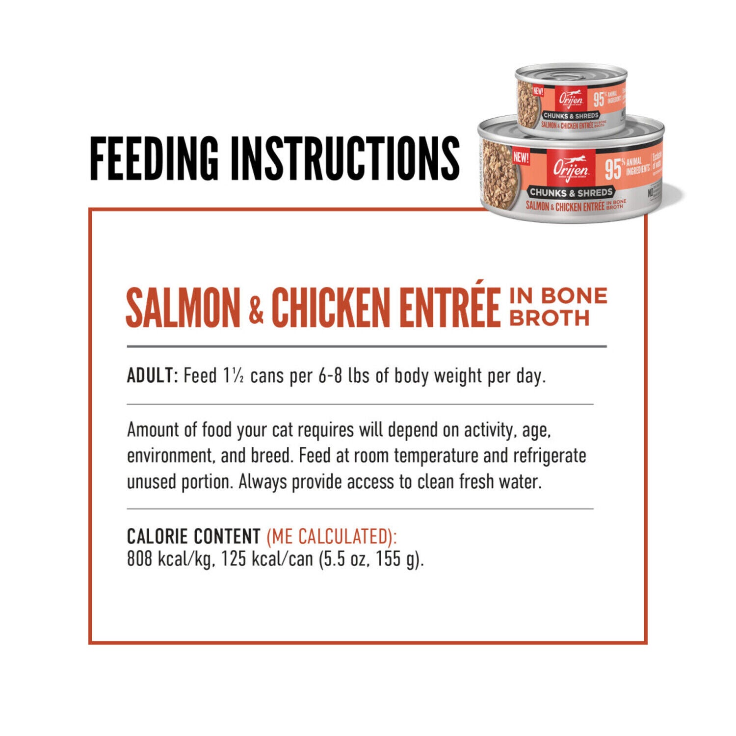 Orijen Chunks & Shreds Wet Cat Food, Salmon & Chicken Entree, 3-Oz Pack Of 12
