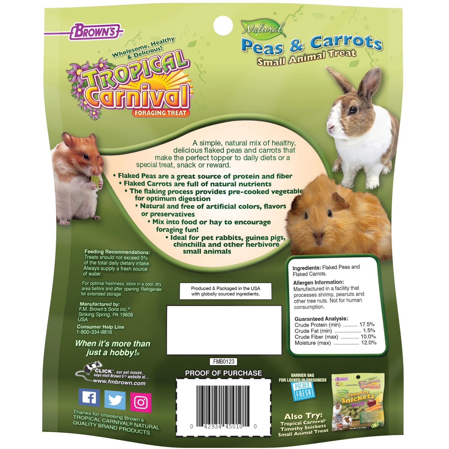 Tropical Carnival Natural Peas & Carrots Small Animal Treats, 3.5-Oz
