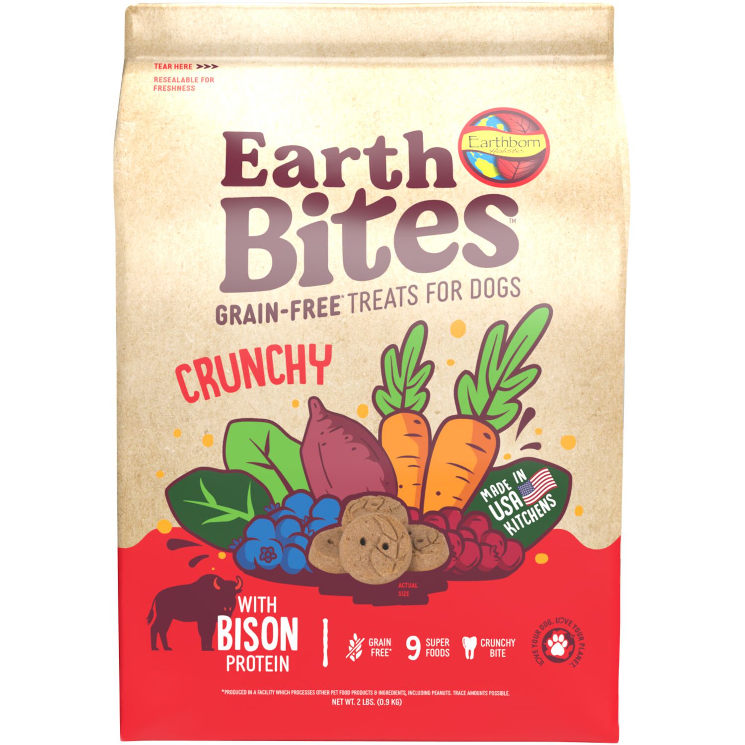 Earthborn Holistic Earth Bites Bison Grain-Free Crunchy Dog Treats