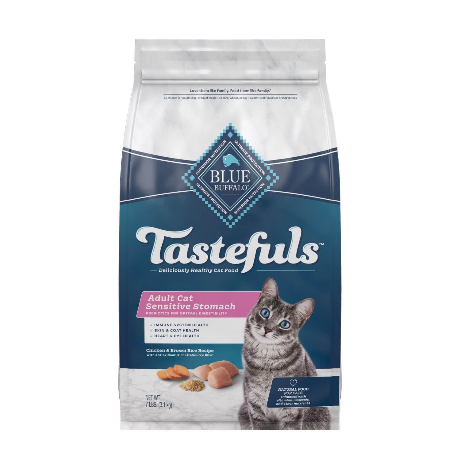Blue Buffalo Tastefuls Sensitive Stomach Chicken & Brown Rice Recipe Adult Dry Cat Food