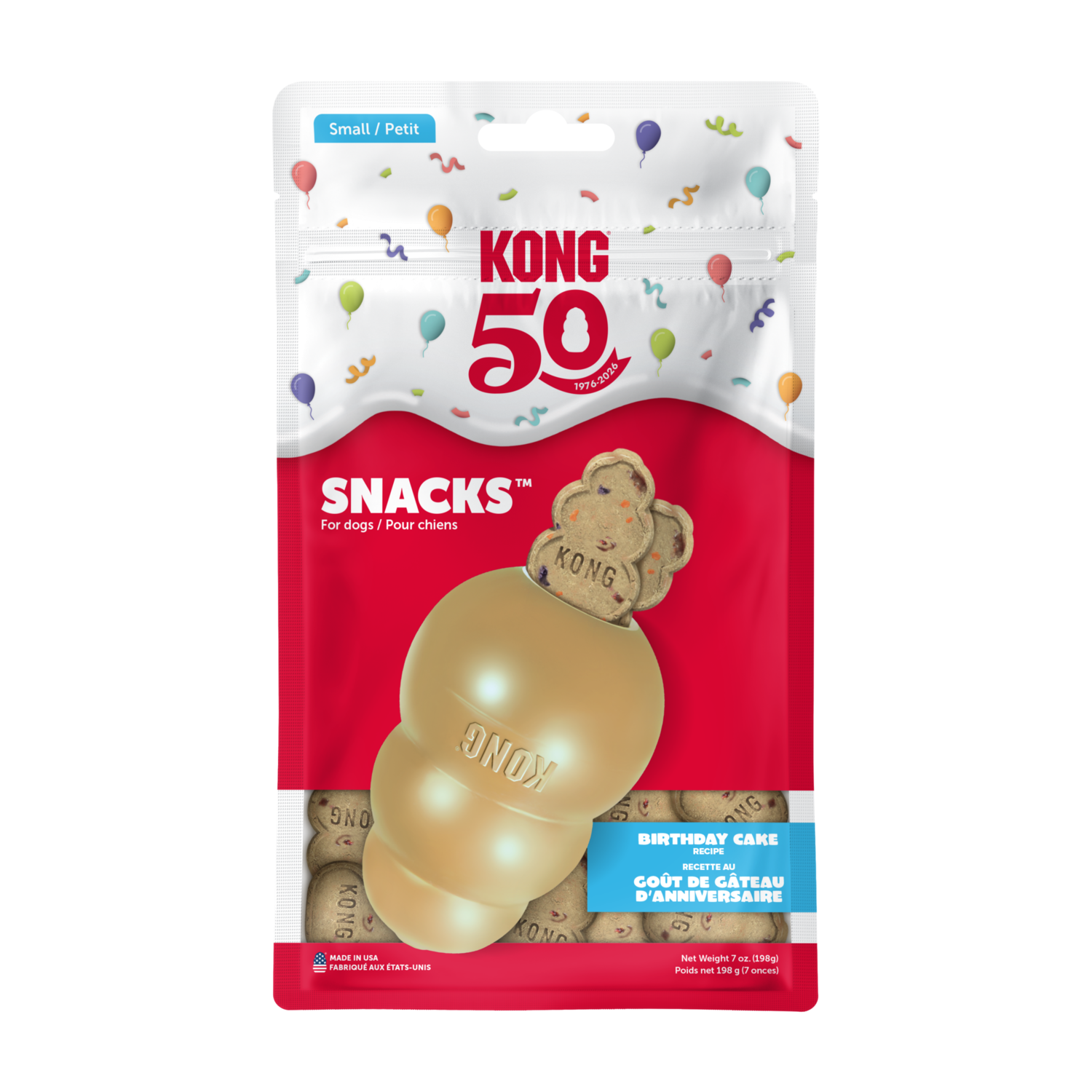 Kong Snacks&reg; Interactive Toy Insert Dog Treats, Birthday Cake Recipe- Small