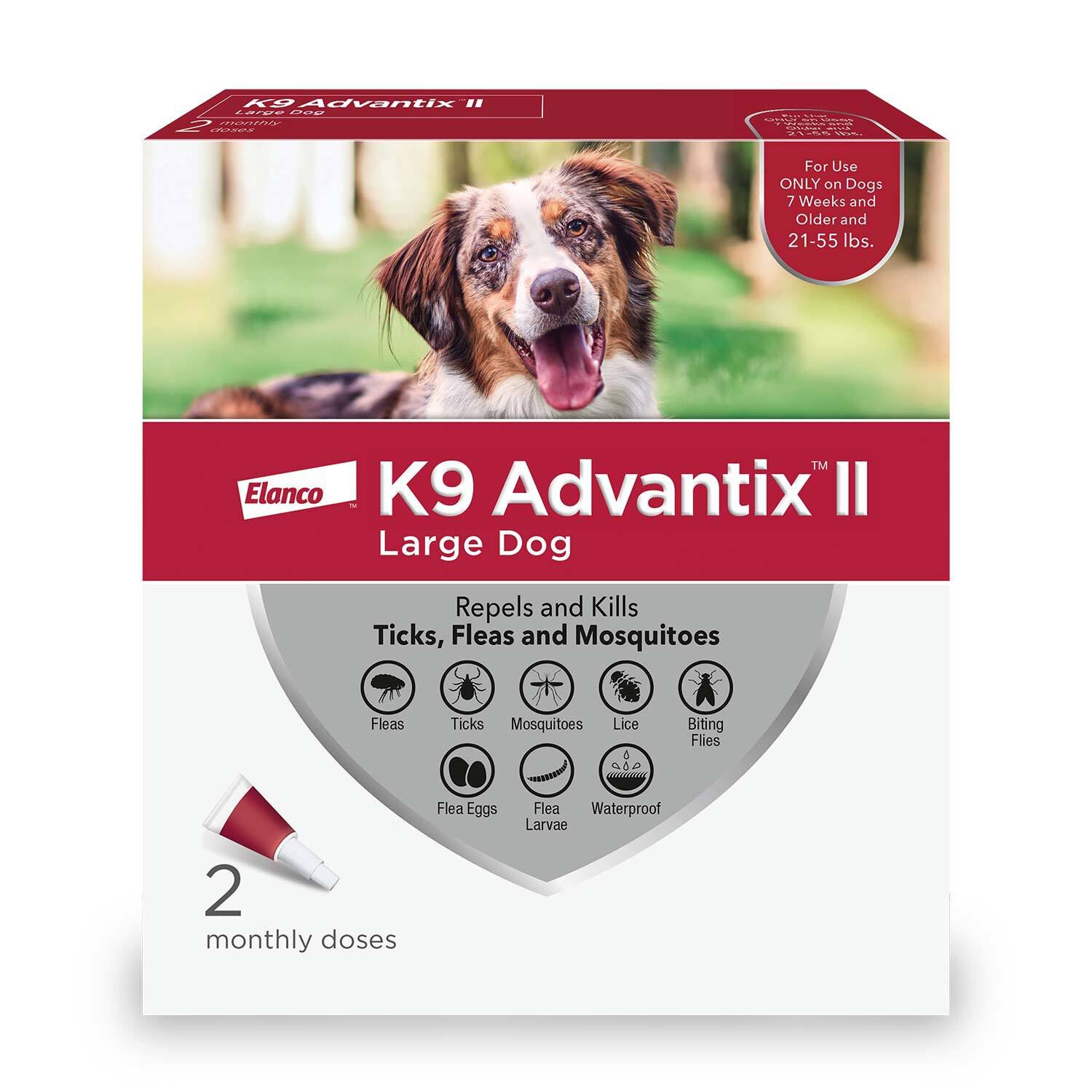 Elanco K9 Advantix Ii Topical Flea, Tick & Mosquito Treatment & Prevention For Large Dogs 21-55-Lbs