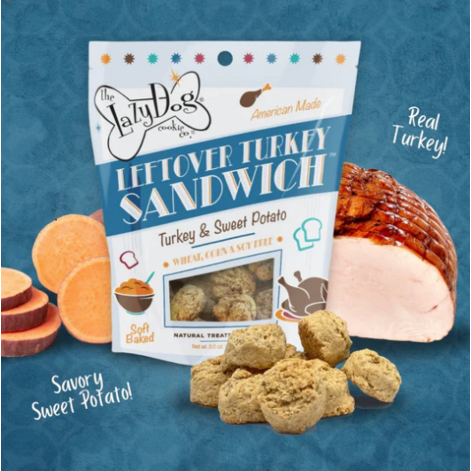 The Lazy Dog Cookie Co Leftover Turkey Sandwich Mutt Mallows Soft Baked Dog Treats
