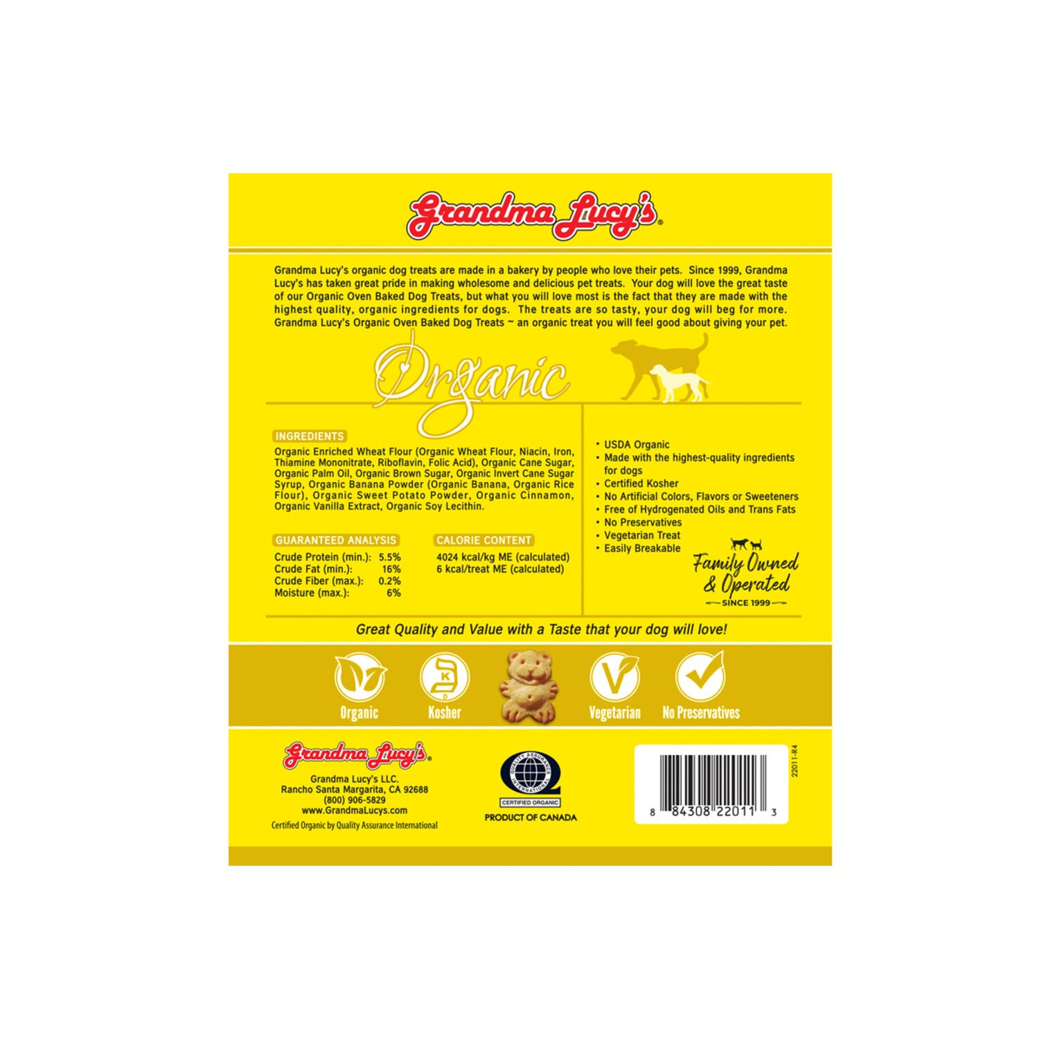 Grandma Lucys Organic Baked Dog Treats, Banana & Sweet Potato Recipe - 14Oz