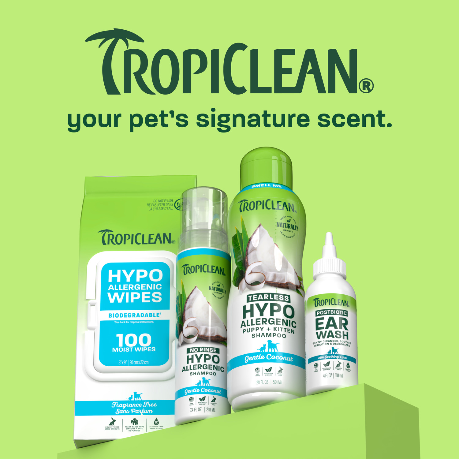 Tropiclean Hypoallergenic Dog Wipes, 100-Count
