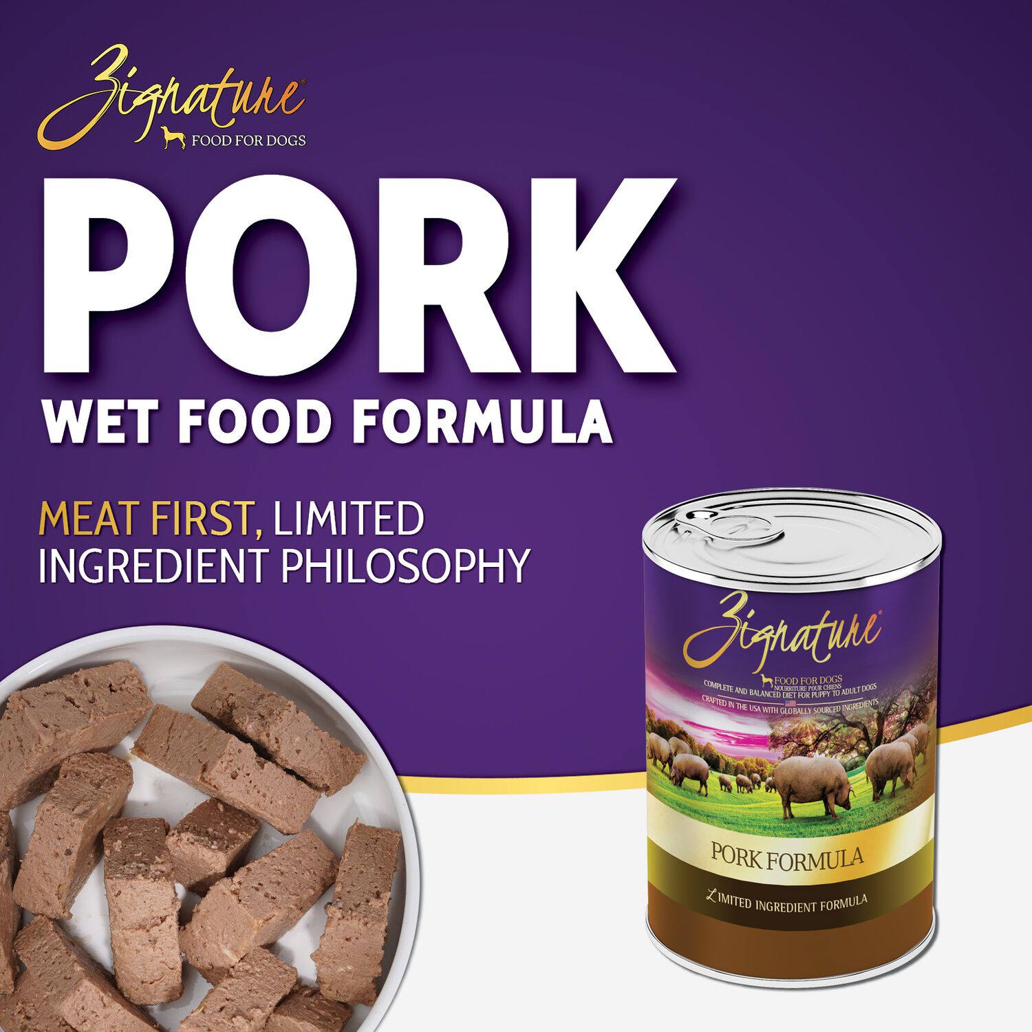 Zignature Pork Formula Limited Ingredient Wet Dog Food, 13-Oz, 12-Pack