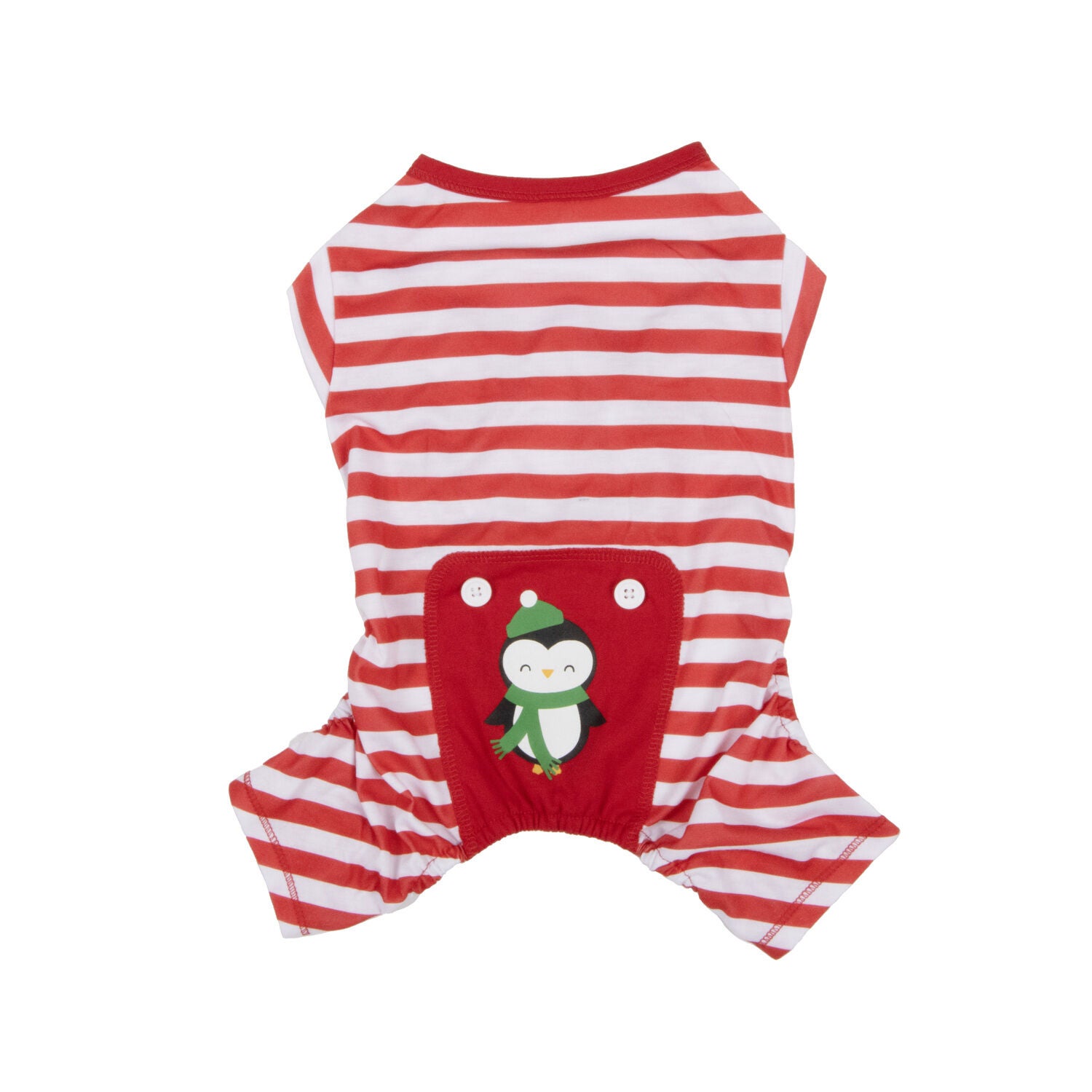 Simply Dog Striped Penguin Holiday Dog Pajamas, Extra Small