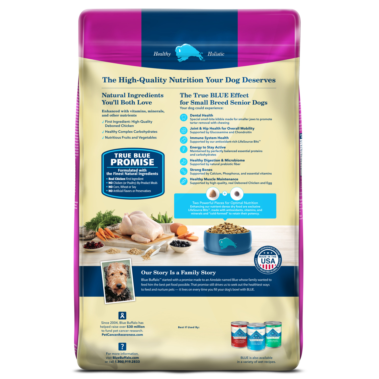 Blue Buffalo Life Protection Formula Senior Small Breed Dry Dog Food Chicken & Brown Rice Recipe, 15 Lb