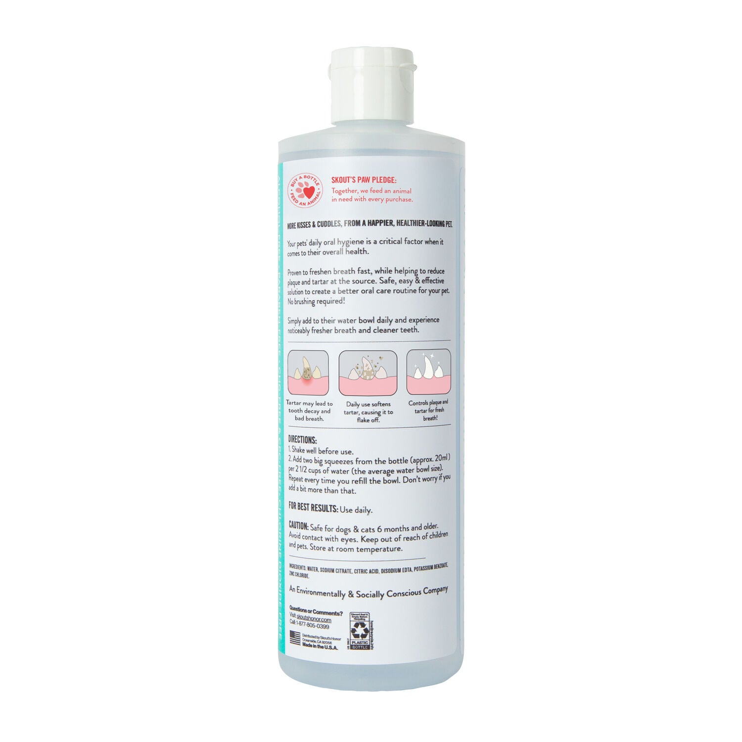 Skout's Honor Fresher Breath Oral Care Water Additive For Dogs & Cats, Fresh & Flavorless, 32-Oz