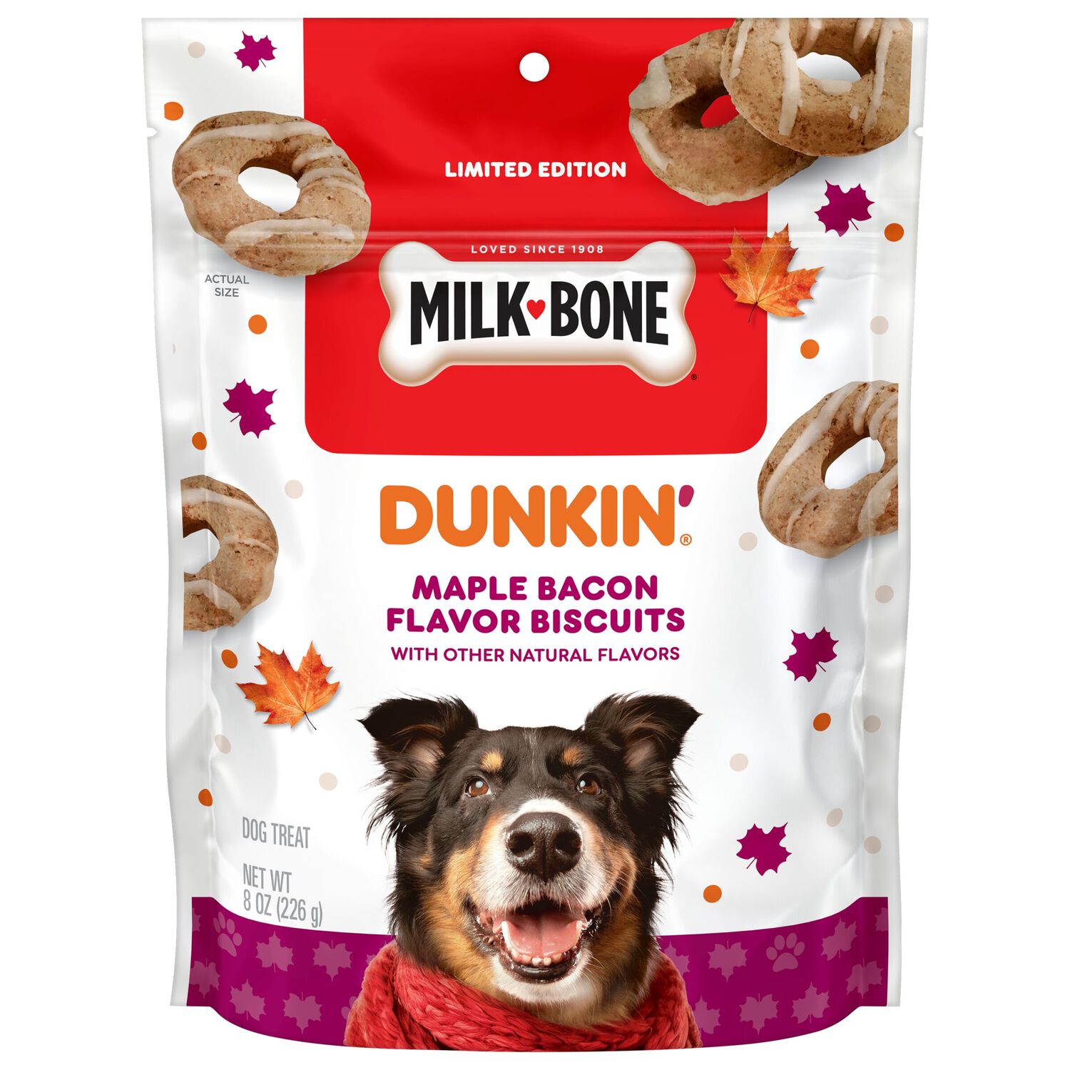 Milk-Bone Crunchy Dunkin&rsquo; Maple Bacon Flavor Biscuits Dog Treats, 8-Oz