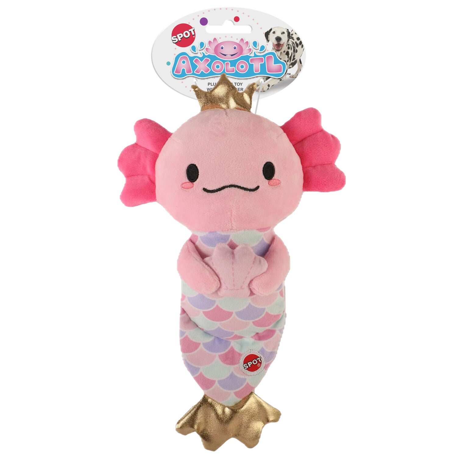 Spot Axolotl Mermaid Plush Squeaky Dog Toy, 10"
