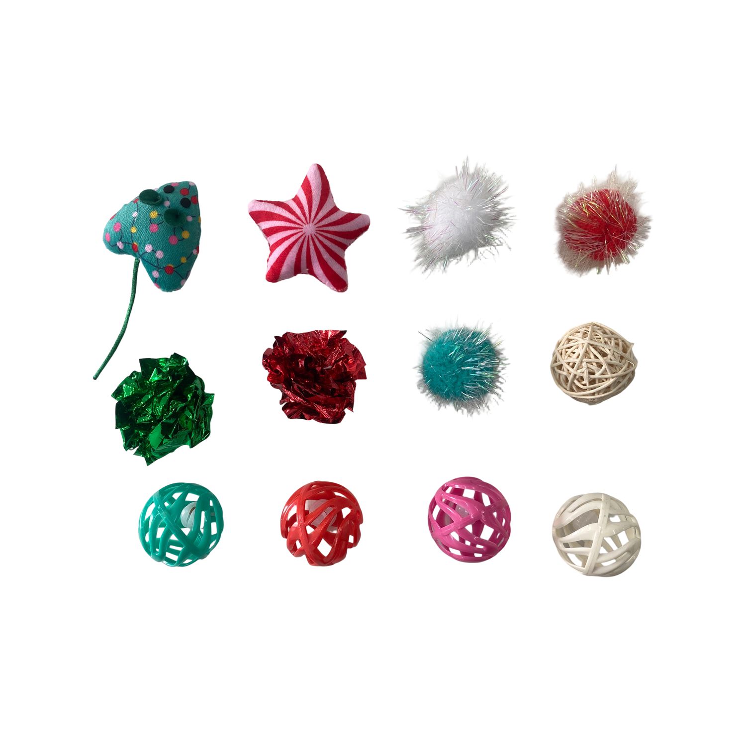 Aristopet Holiday Stocking Festive Catnip Filled Cat Toy Set, 12‑Pack