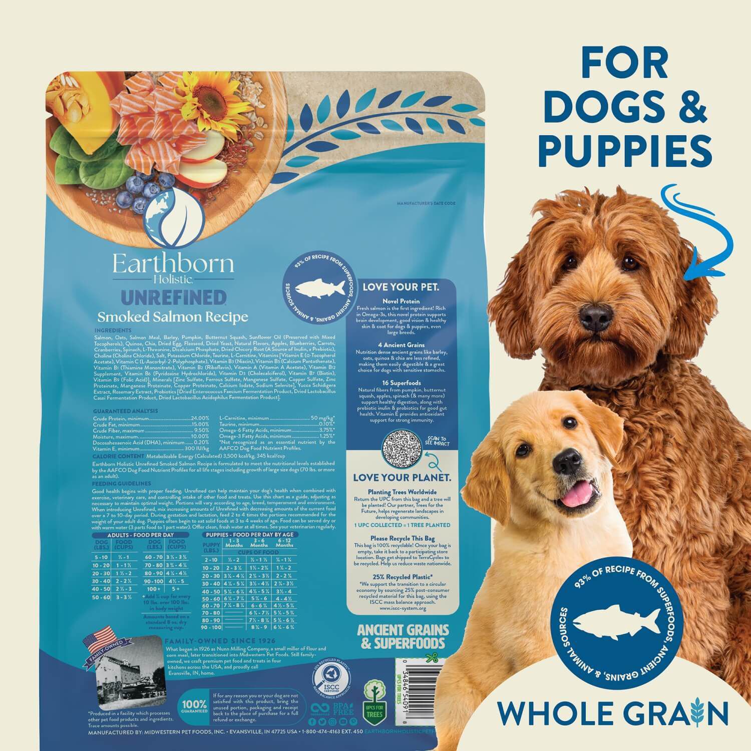 Earthborn Holistic Unrefined Smoked Salmon With Ancient Grains & Superfoods Dry Dog Food, 25-Lb Bag