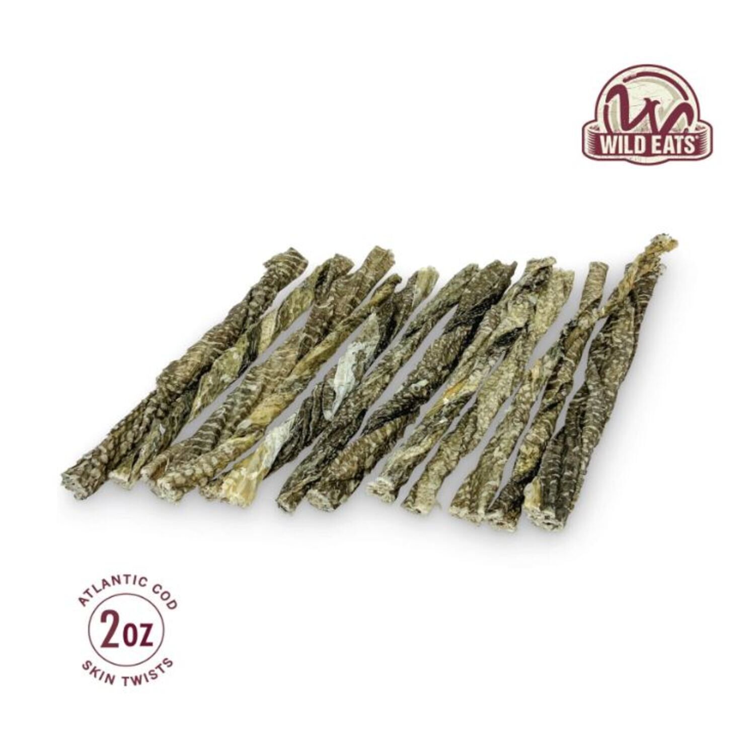 Wild Eats Cod Skin Twists Natural Dog Treats, 12 Pack