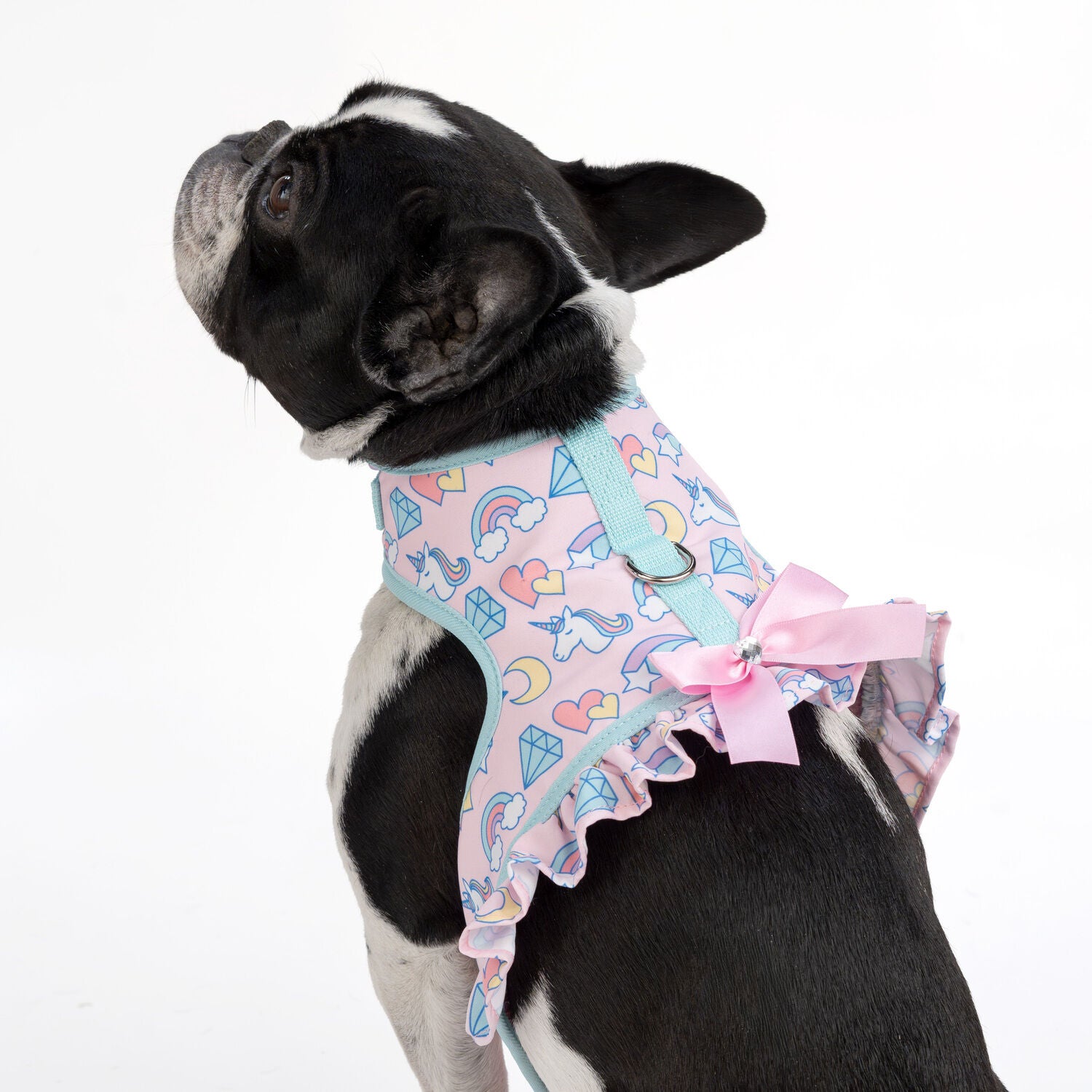 Simply Dog Rainbow & Unicorns Dog Harness, Pink