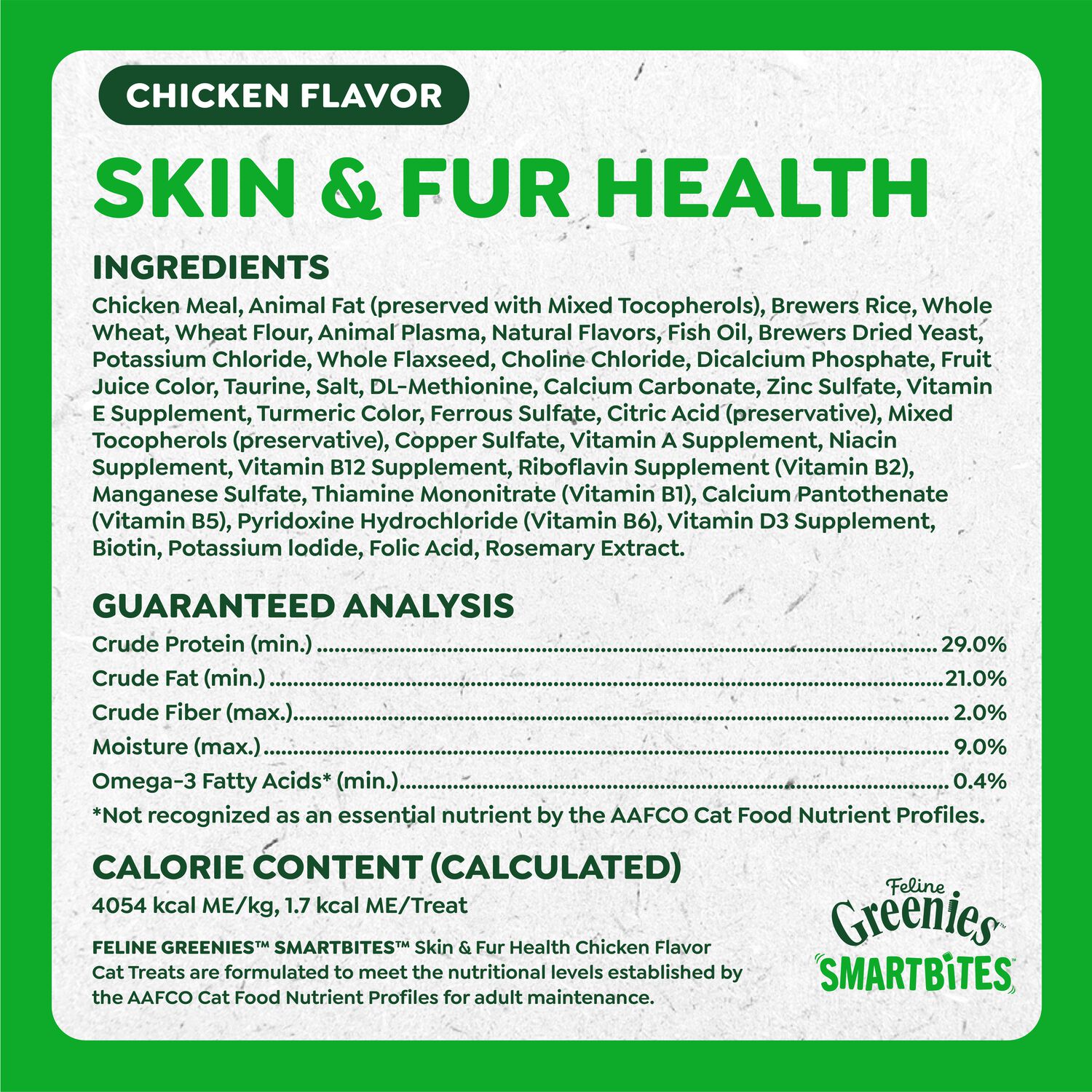 Greenies Feline Smartbites Skin & Fur Health Chicken Flavor Cat Treats, 2.1-Oz