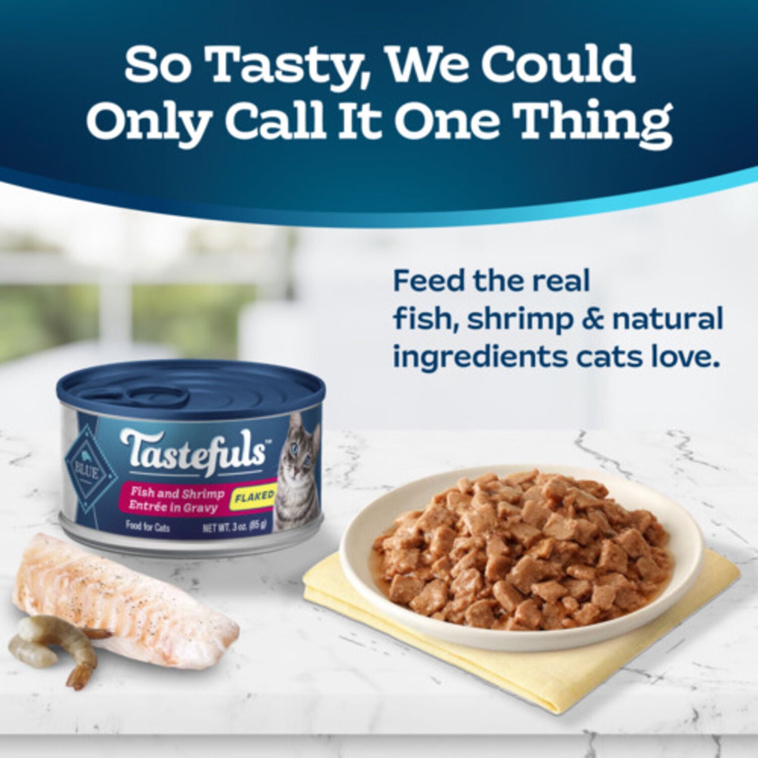 Blue Buffalo Tastefuls Fish & Shrimp Entr&eacute;e In Gravy Flaked Wet Cat Food, 3-Oz