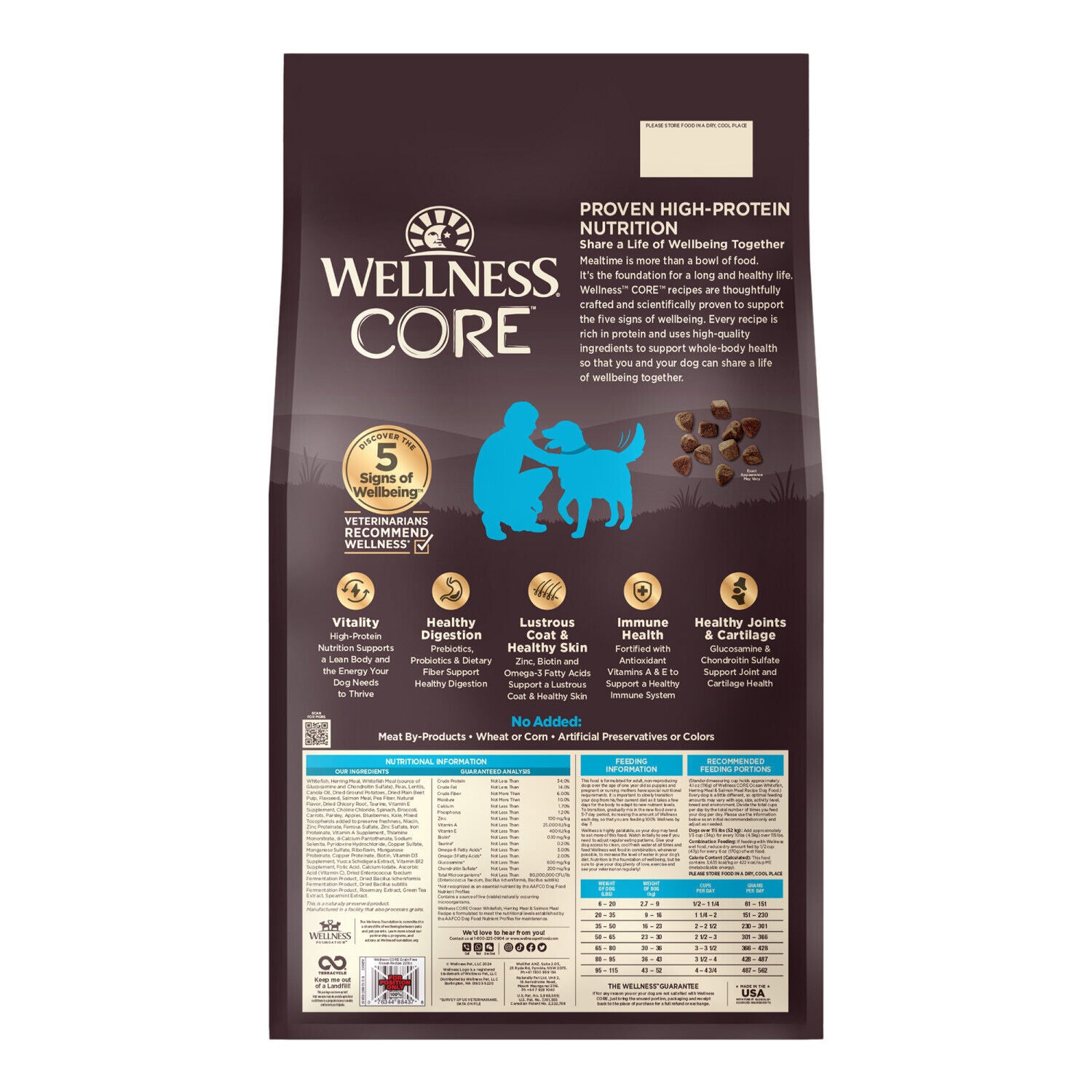 Wellness Core Natural Grain-Free Dry Dog Food, Ocean Whitefish, Herring & Salmon Recipe, 22-Lb
