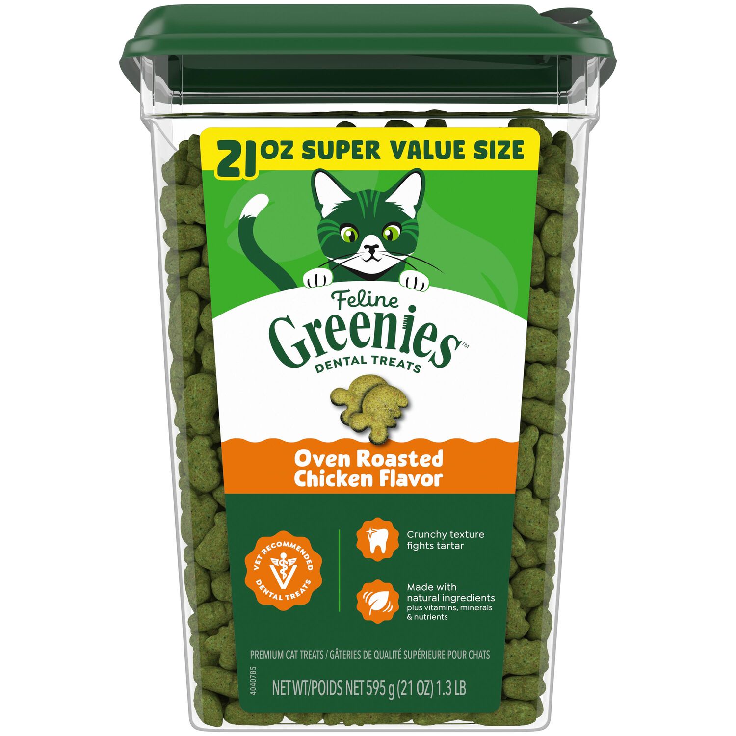 Greenies Feline Natural Oven Roasted Chicken Flavor Dental Cat Treats, 21-Oz