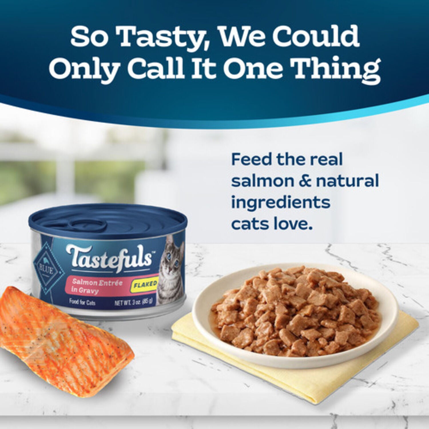 Blue Buffalo Tastefuls Wet Cat Food, Flaked Salmon Entree In Gravy, 3-Oz Can
