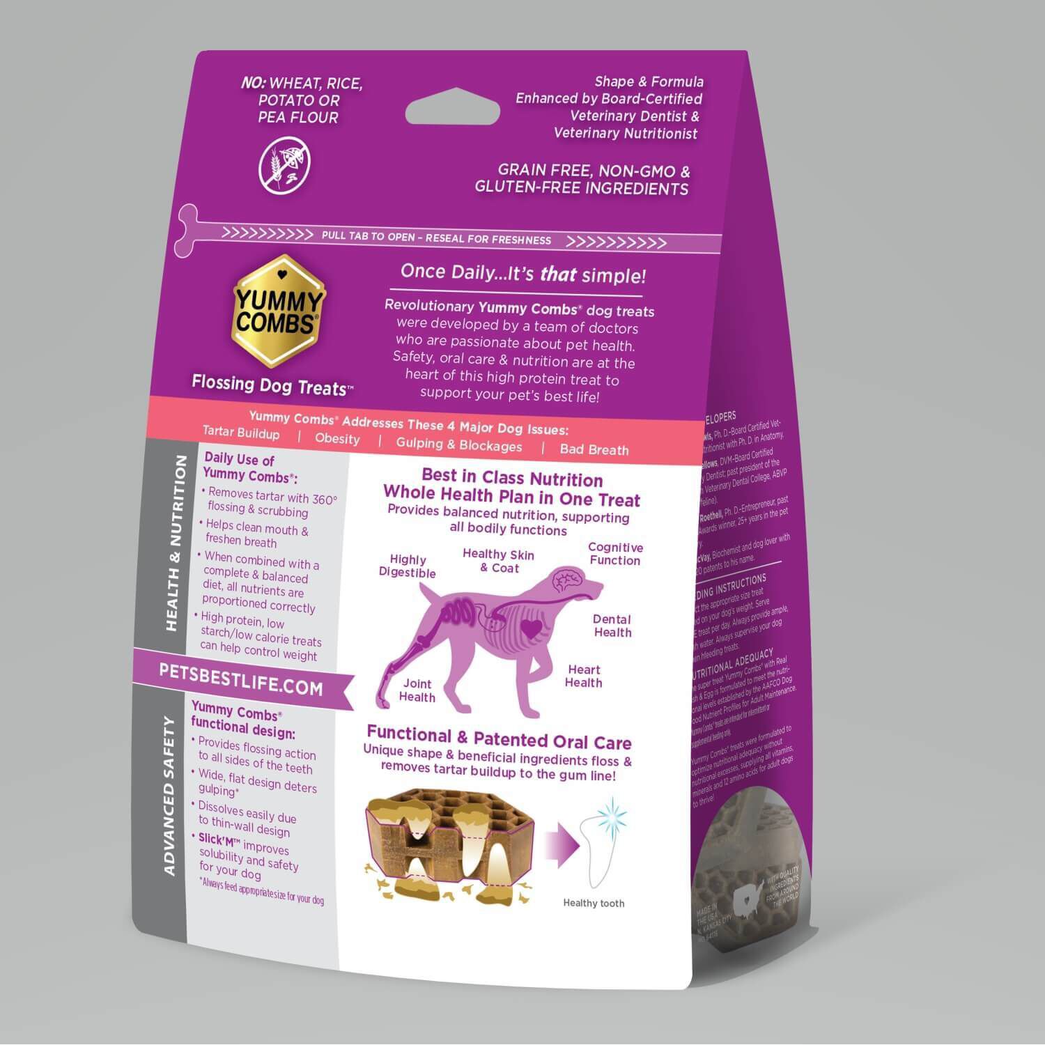 Yummy Combs Flossing Dental Care Allergy Relief Dog Treats, Xs