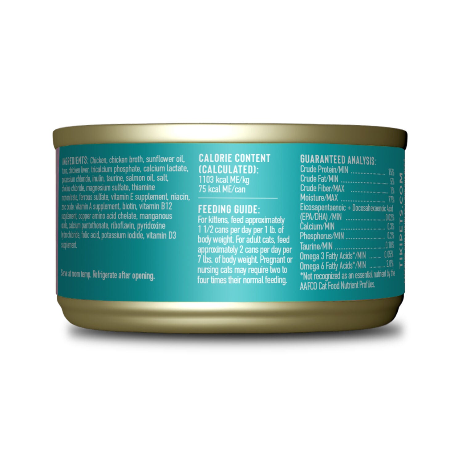 Tiki Cat Baby Wet Kitten Food, Chicken Tuna & Chicken Liver Shreds, 2.4-Oz Can