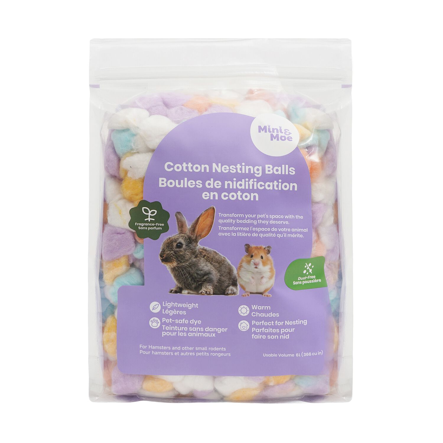 Mini & Moe Multi-Color Cotton Small Animal Bedding, 1 Each