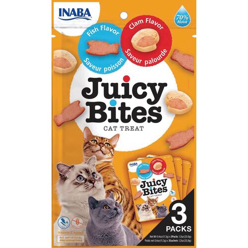 Inaba Juicy Bites Soft Fish & Clam Cat Treats, .4oz - 3 Pack
