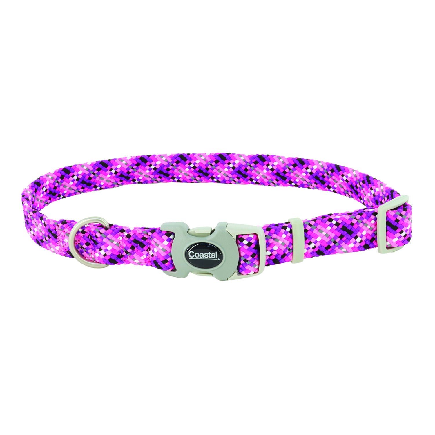 Coastal Pro&reg; Active Adjustable Woven Reflective Dog Collar, Pixel Pink, Small