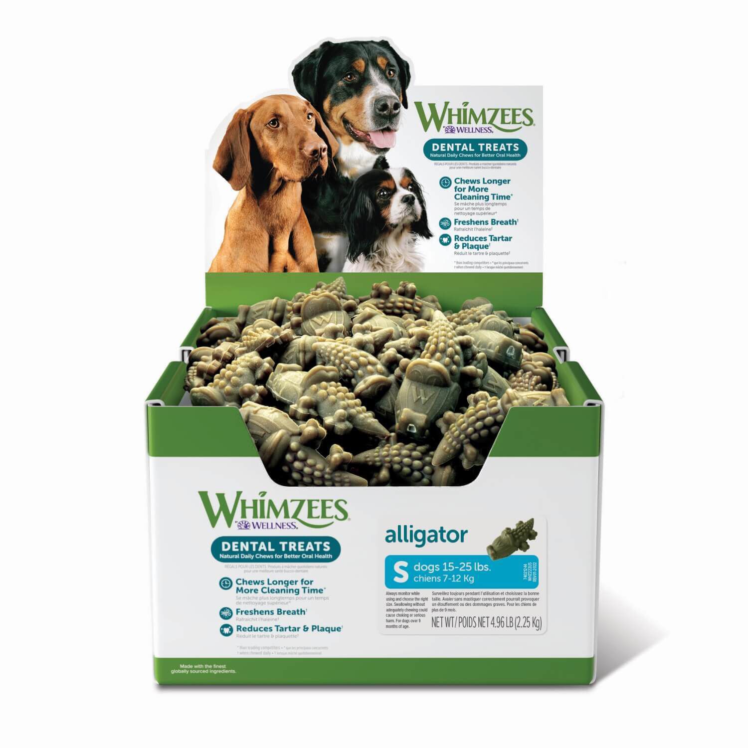 Whimzees By Wellness Alligator Natural Grain Free Daily Dental Long Lasting  Dog Treats, Small, Count