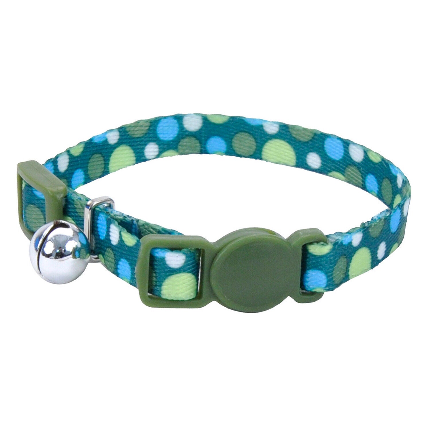 Coastal Li'l Pals&reg; Adjustable Breakaway Kitten Collar, Green Dots, 5/16" X 06"-08"