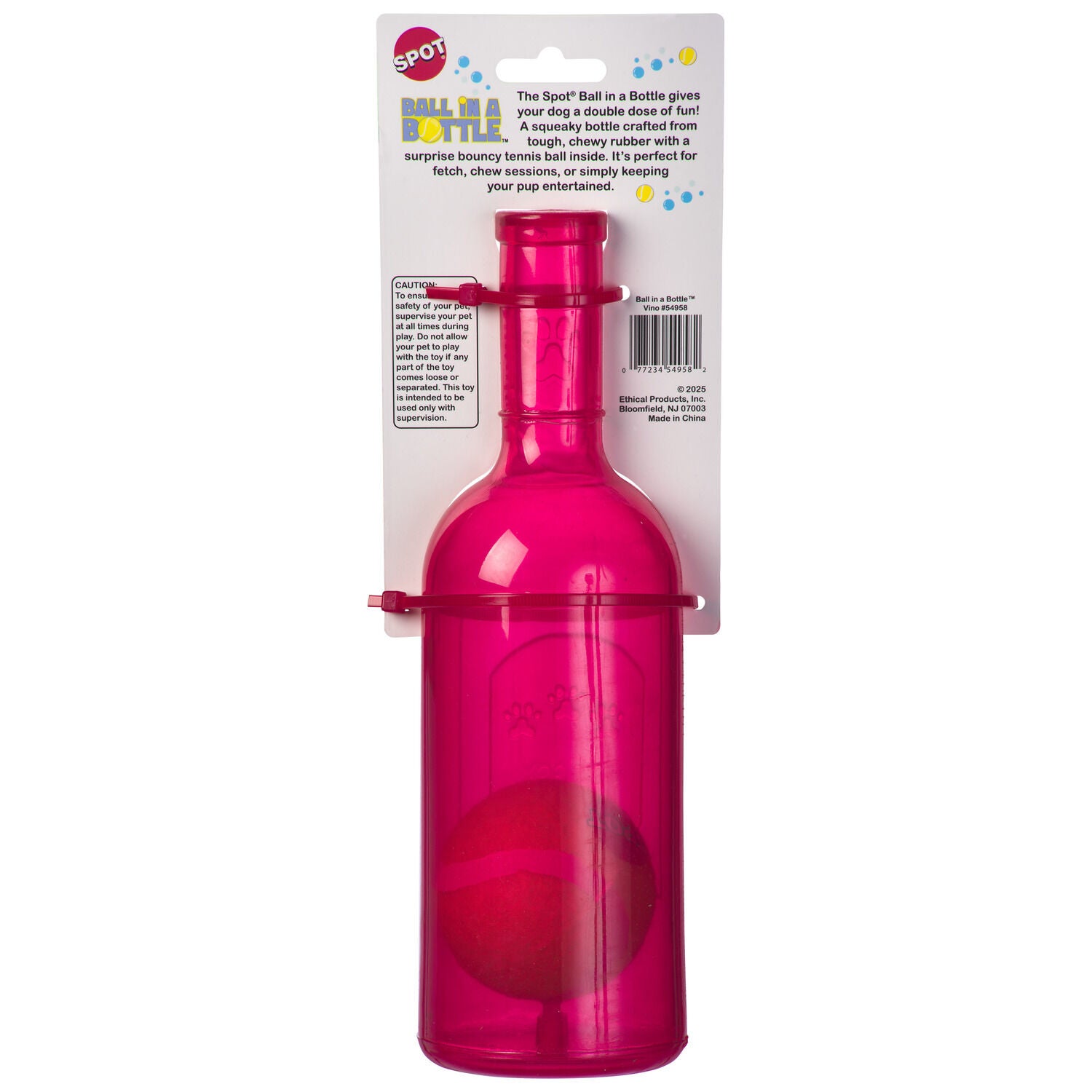 Spot Ball In A Vino Bottle Tough Squeaky Dog Toy, Assorted Colors