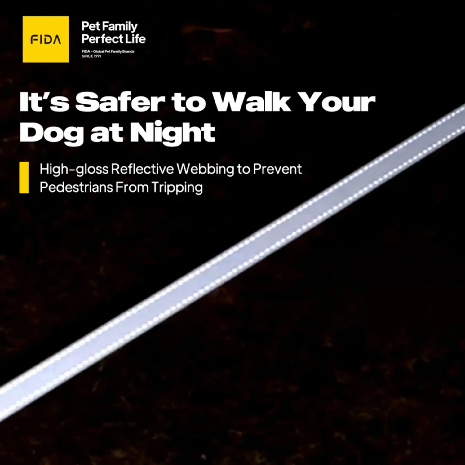 Fida Pet Led Lighted Retractable Dog Leash - 16 Ft