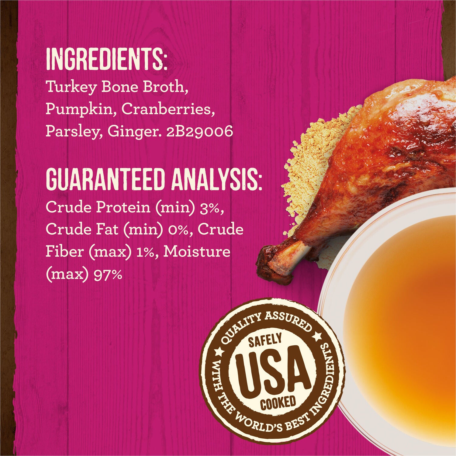 Merrick Grain-Free Bone Broth, Premium Human Grade And Gluten Free Dog And Cat Food Topper Pouches, Turkey, 16-Oz Pouch