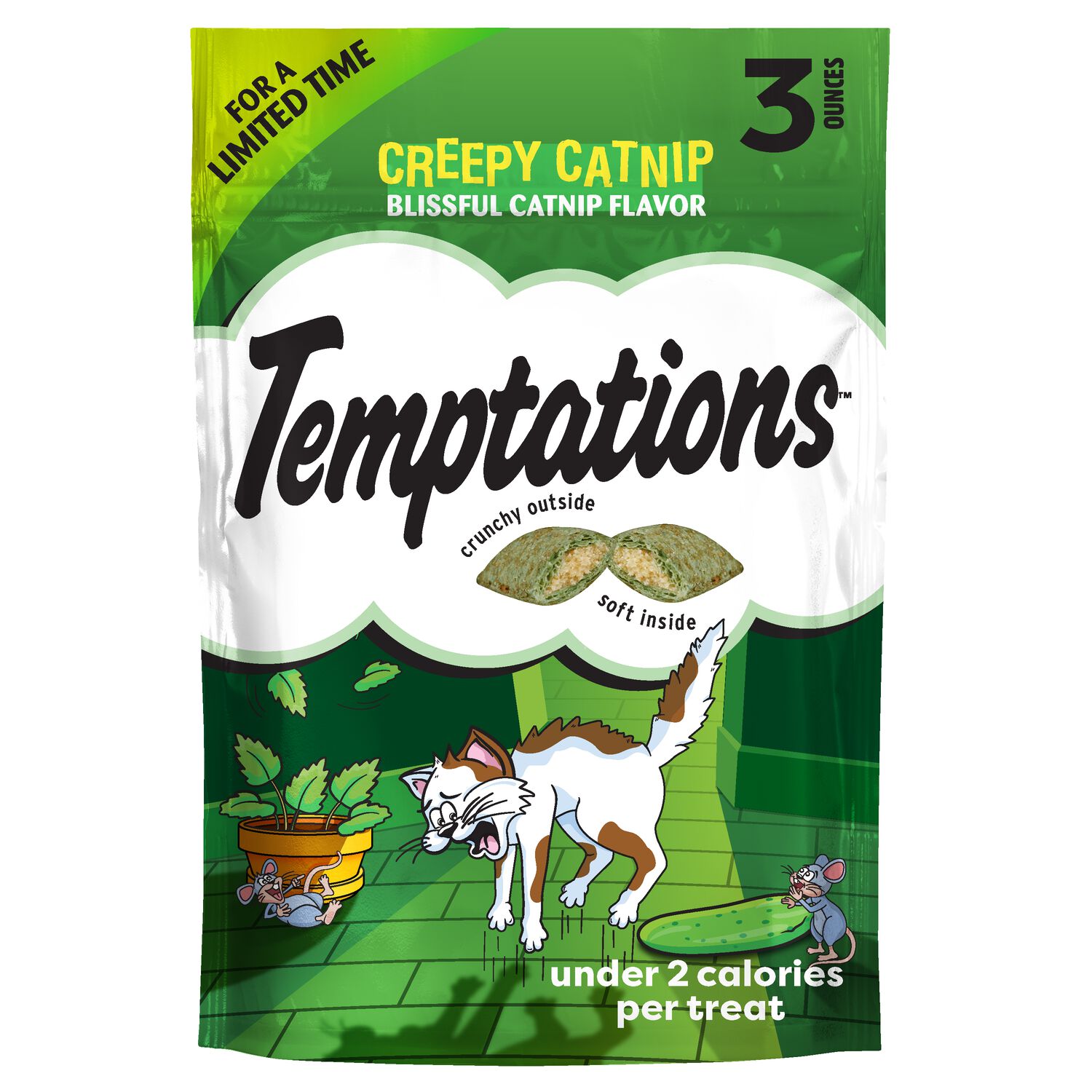 Temptations Classic Crunchy & Soft Creepy Catnip Flavor Cat Treats, 3-Oz