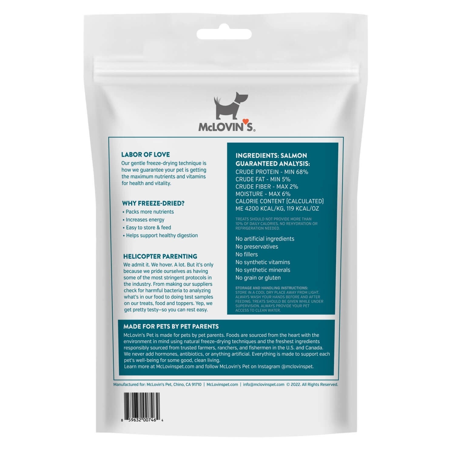 Mclovin's Single Ingredient Freeze-Dried Salmon Dog Treats, 2.5-Oz Bag