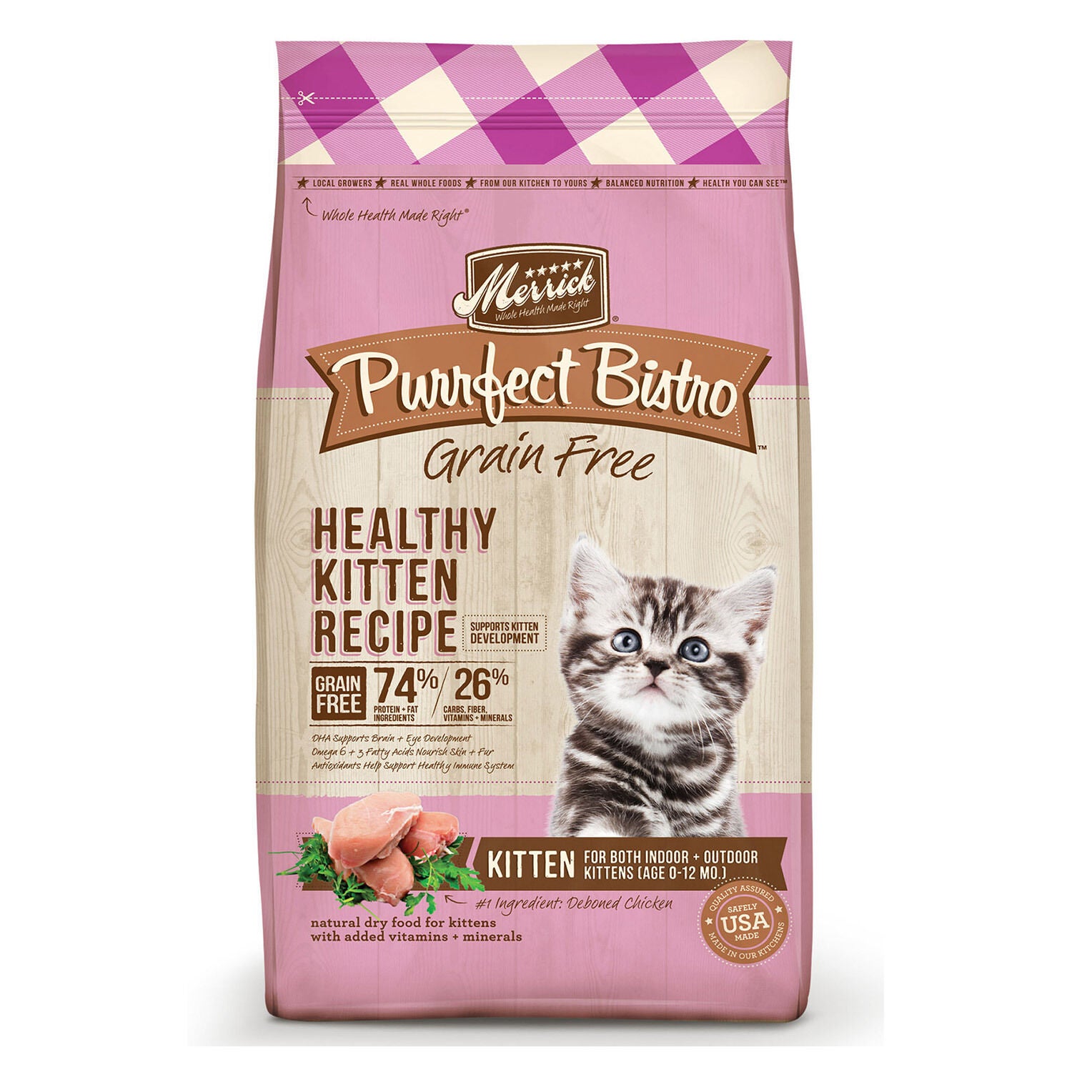 Merrick Purrfect Bistro Grain Free Healthy Kitten Recipe Cat Food