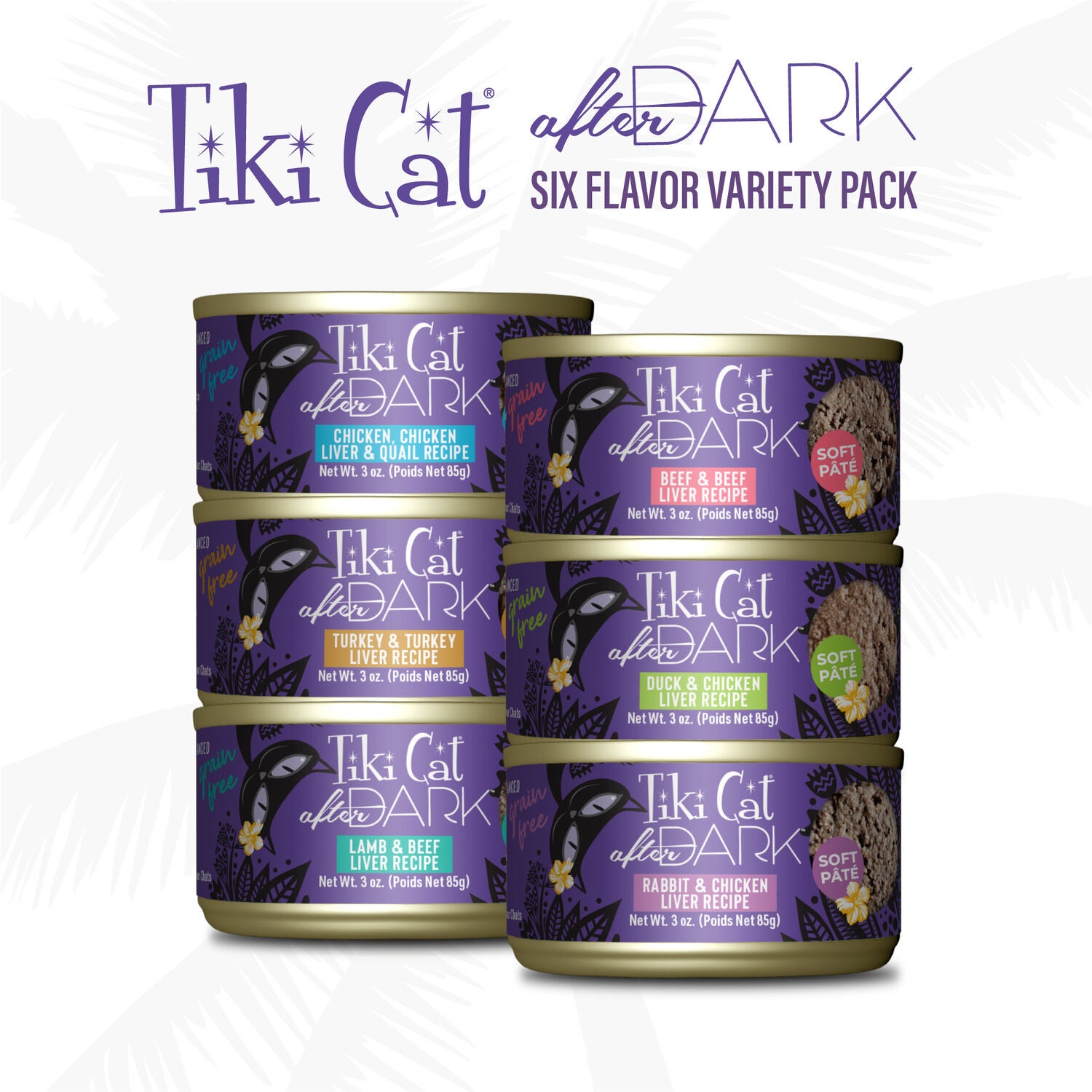 Tiki Cat After Dark Pate Wet Cat Food, Variety Pack, 3 Oz. Can (12 Count)