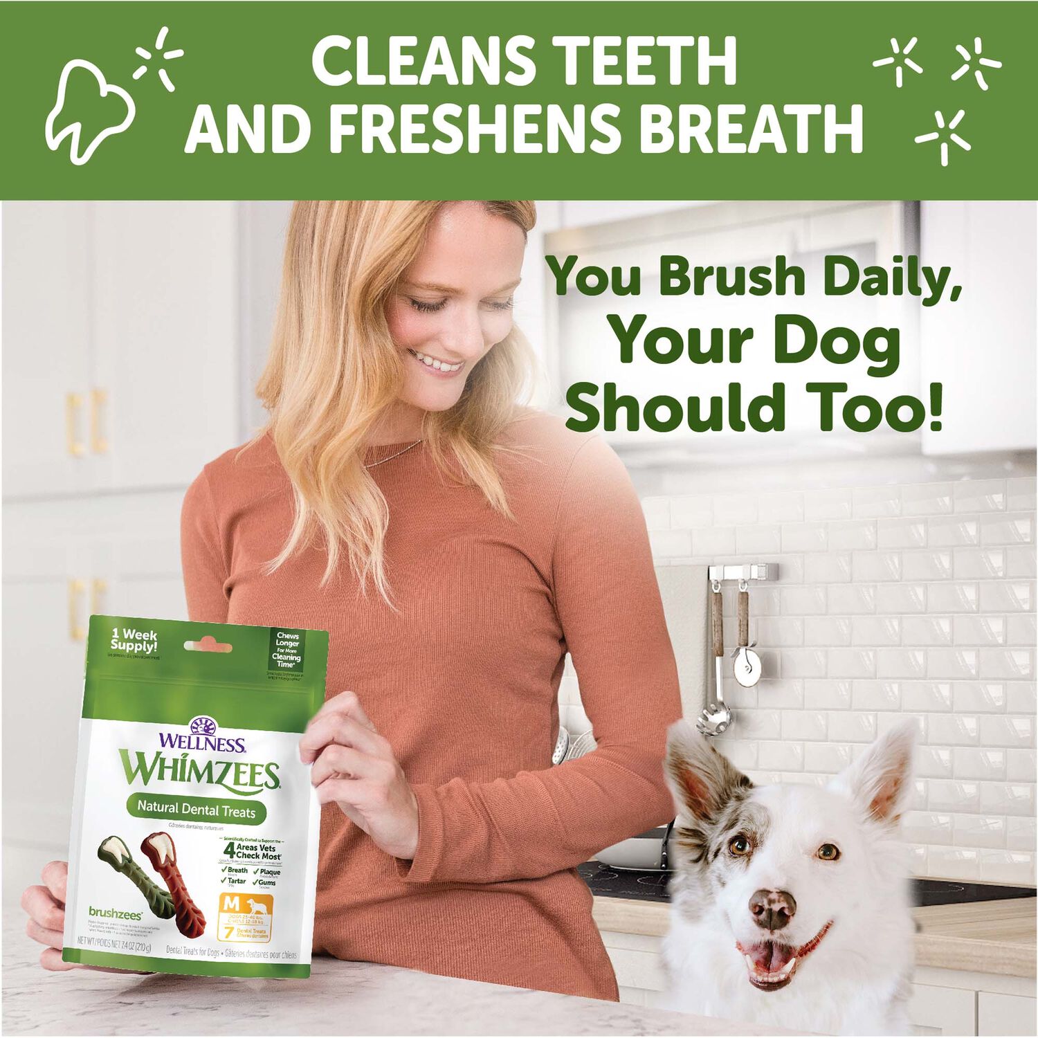 Whimzees By Wellness Natural Dental Chews Dog Treats, Medium, 44 Count