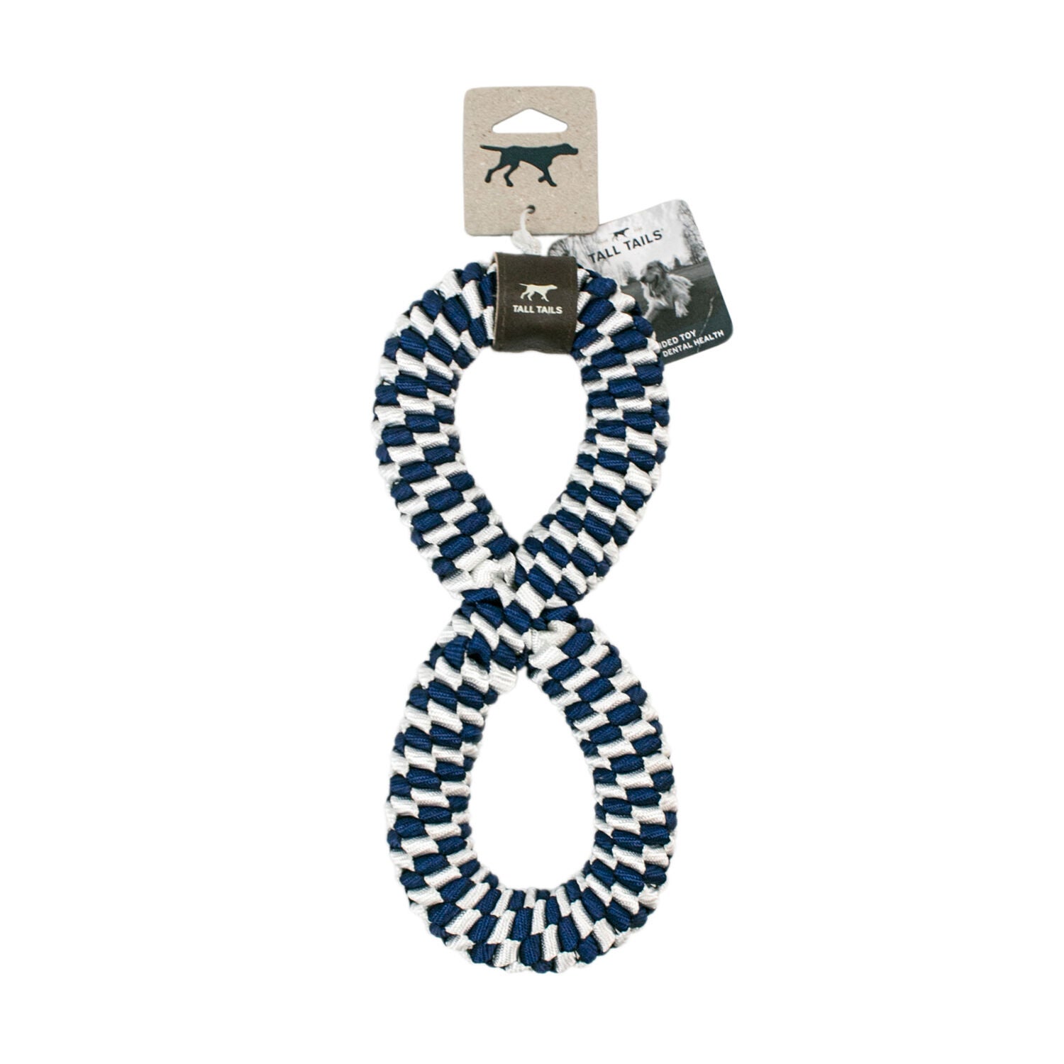 Tall Tails Tug Navy Braided Infinity Interactive Dog Toy, 11"