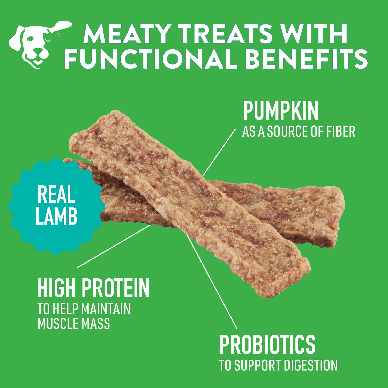Dogswell Gut Health Single-Ingredient Jerky Dog Treats, Lamb, 10-Oz