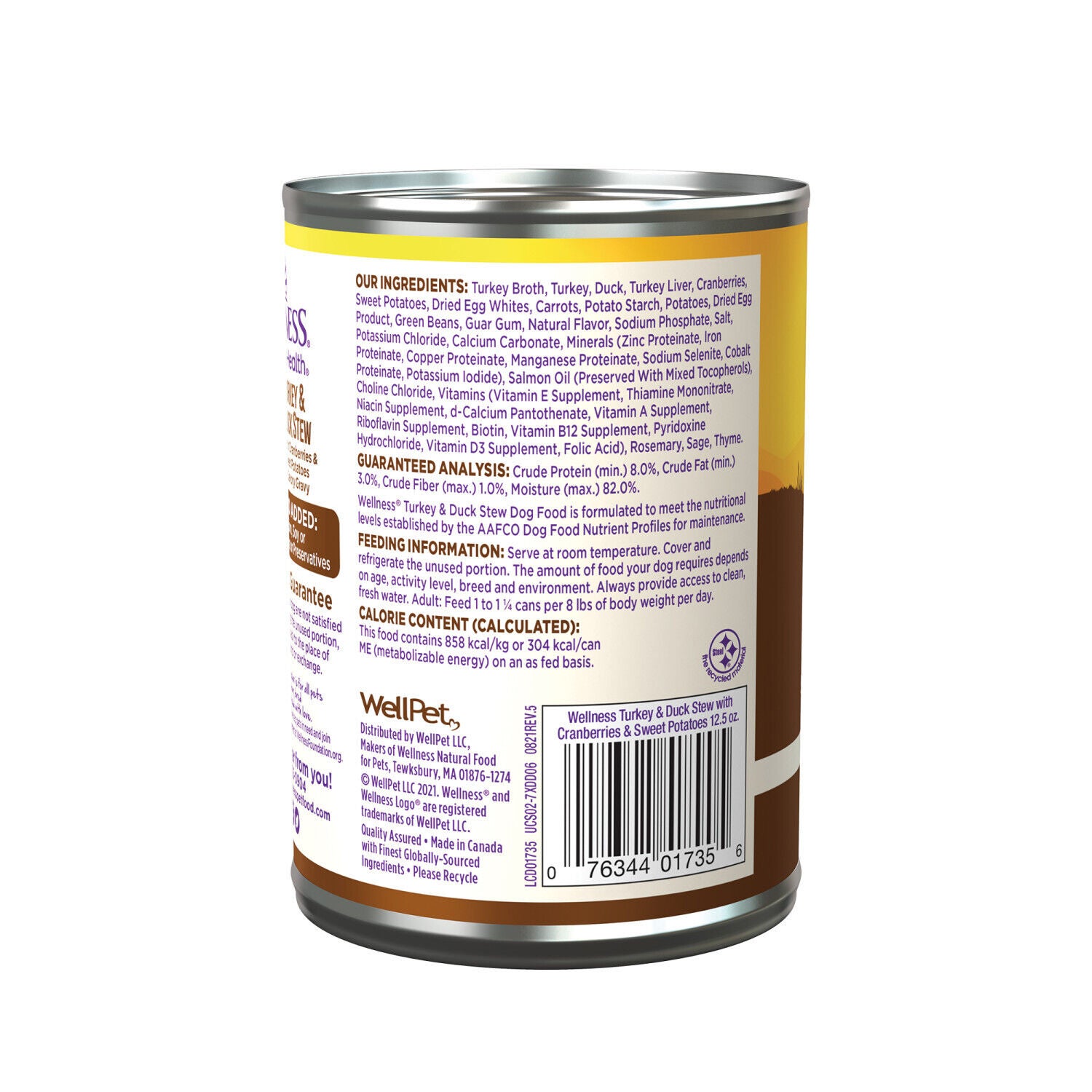 Wellness Complete Health Grain Free Canned Wet Dog Food, Turkey & Duck Stew, 12.5-Ounce Can