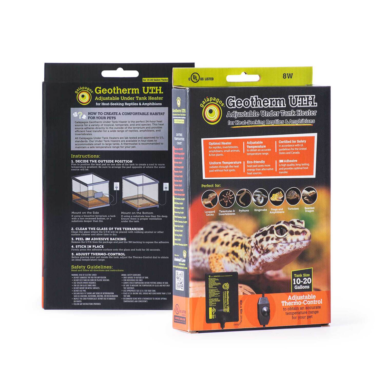 Gal&aacute;pagos Geotherm Under Tank Heater, 10-20 Gallon, 8W, 8In X 6In