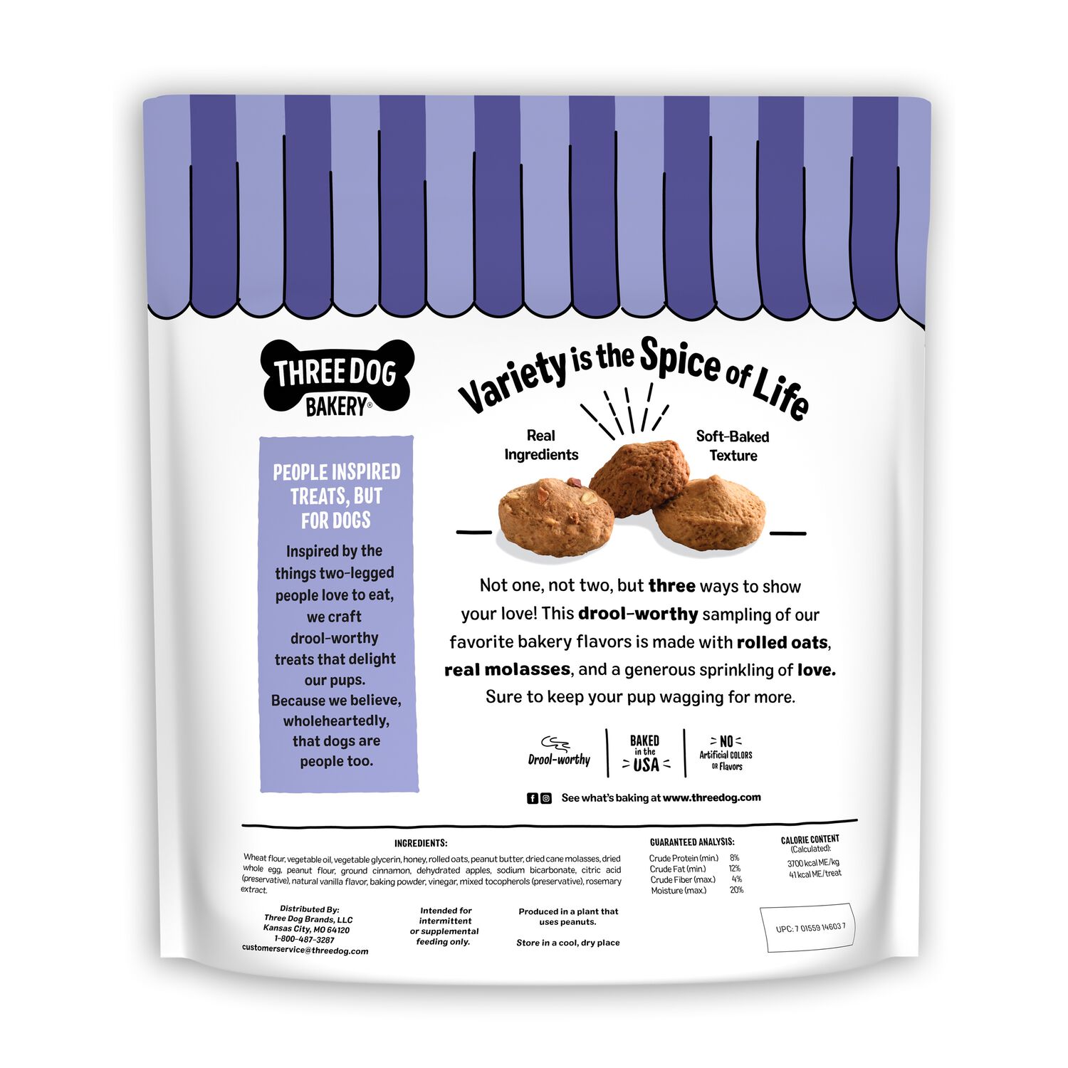 Three Dog Bakery Soft Baked Assort-Mutt Trio Dog Treats, 26-Oz