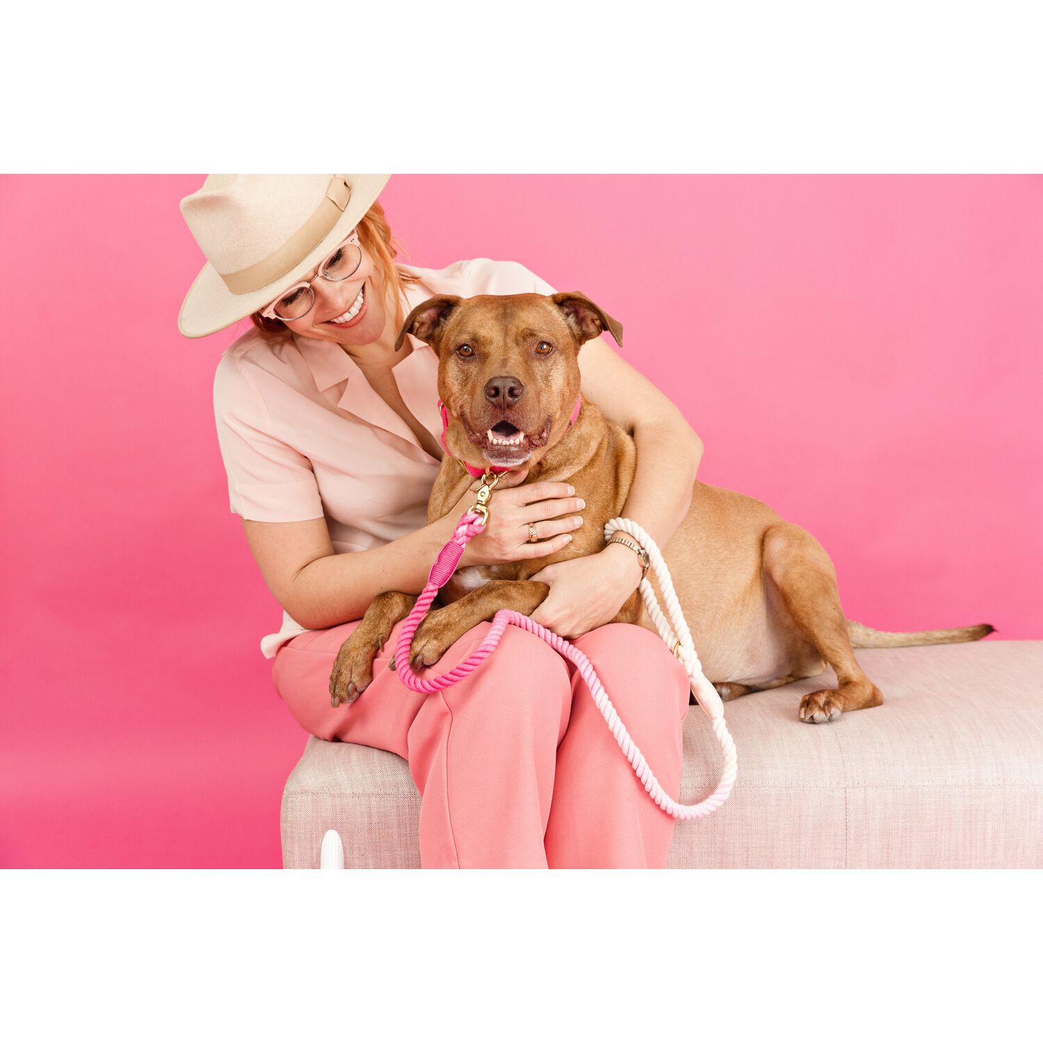 Pink Papyrus Maggie Rope Dog Leash, 6 Feet Long, Pink