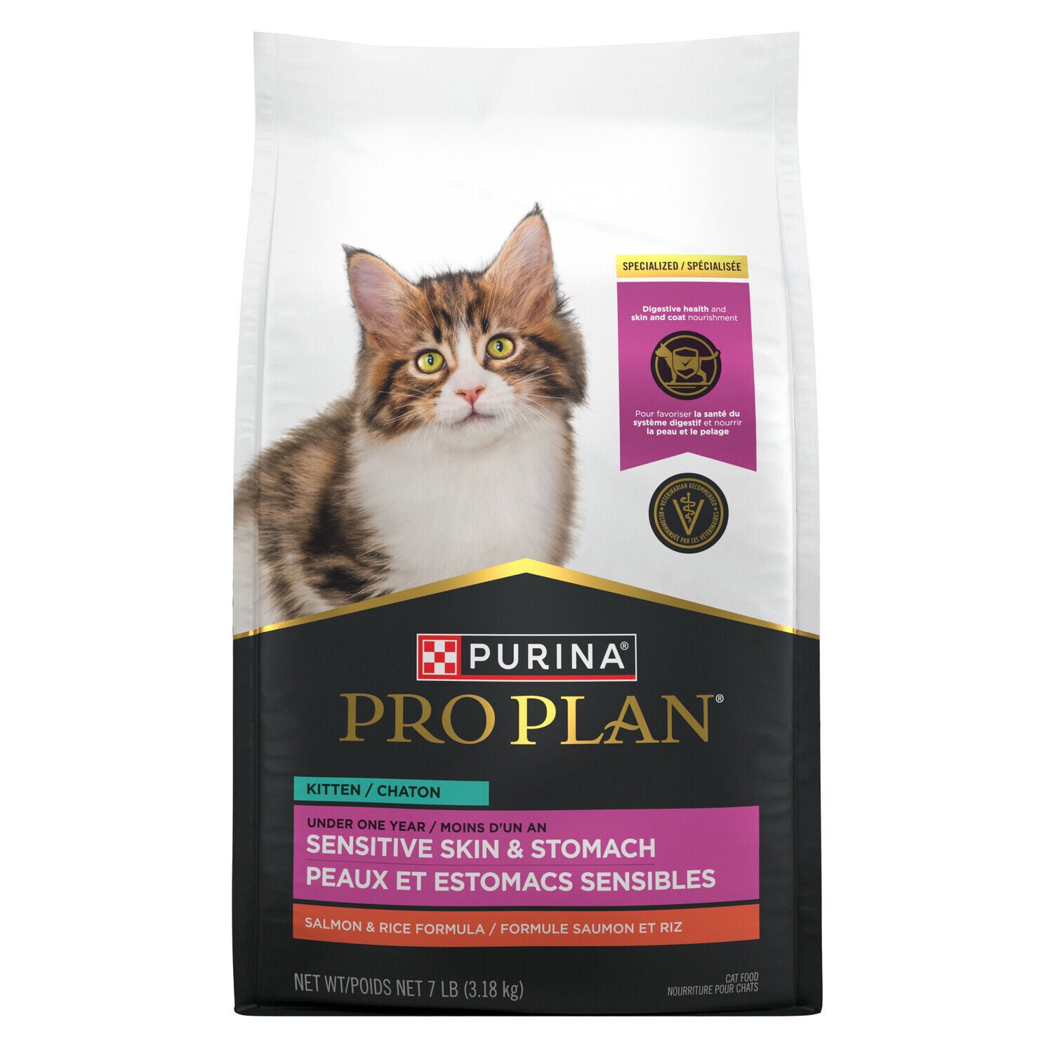 Purina Pro Plan Sensitive Skin And Stomach Dry Cat Food, Kitten Formula, Salmon And Rice Recipe, 7 Lb.