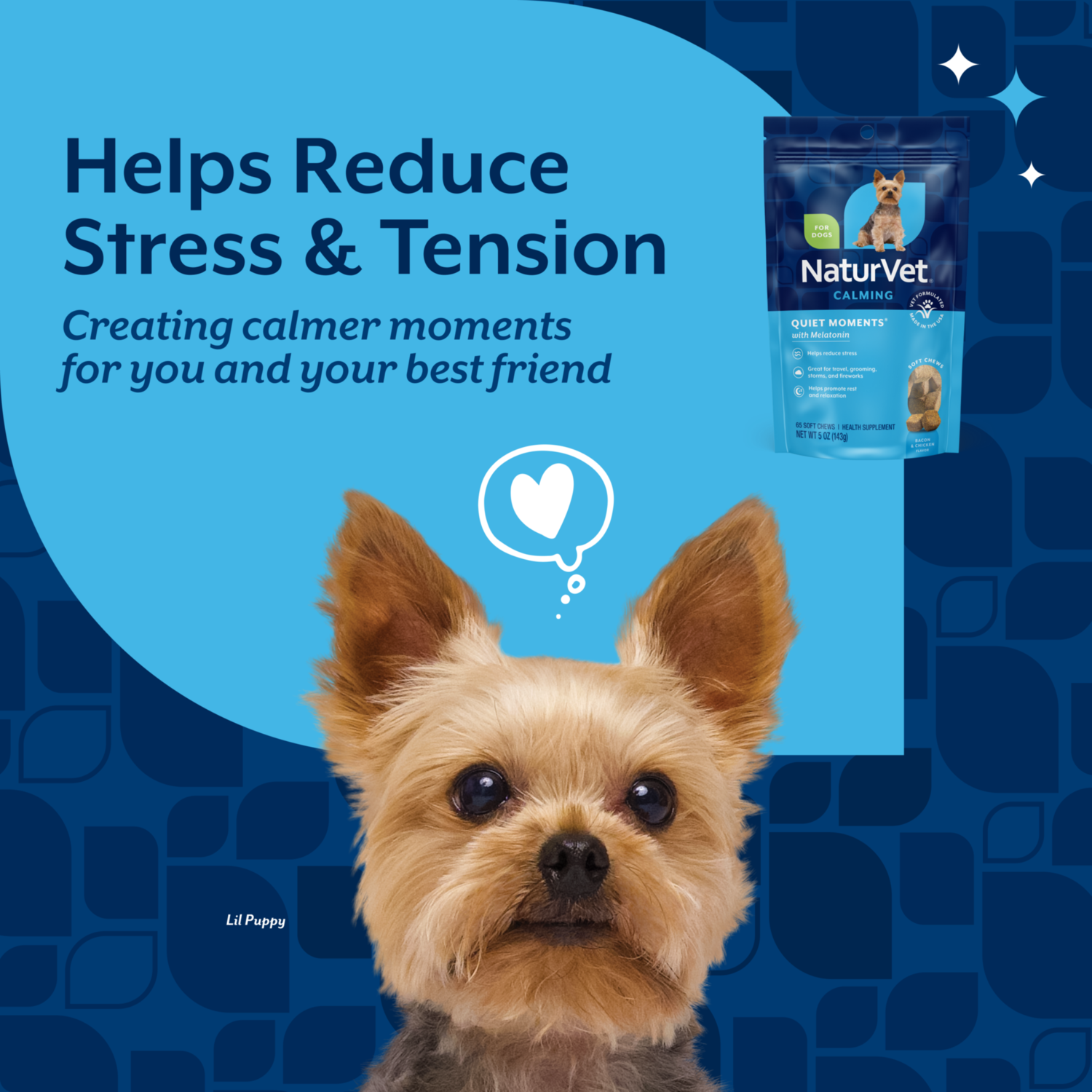 Naturvet Quiet Moments Calming Aid + Melatonin Soft Chew Dog Supplements