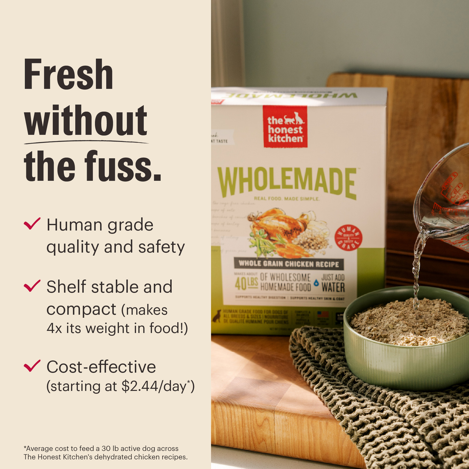 The Honest Kitchen Wholemade Whole Grain Beef & Oat Recipe Dehydrated Dog Food, 1.5-Oz Pack Of 10