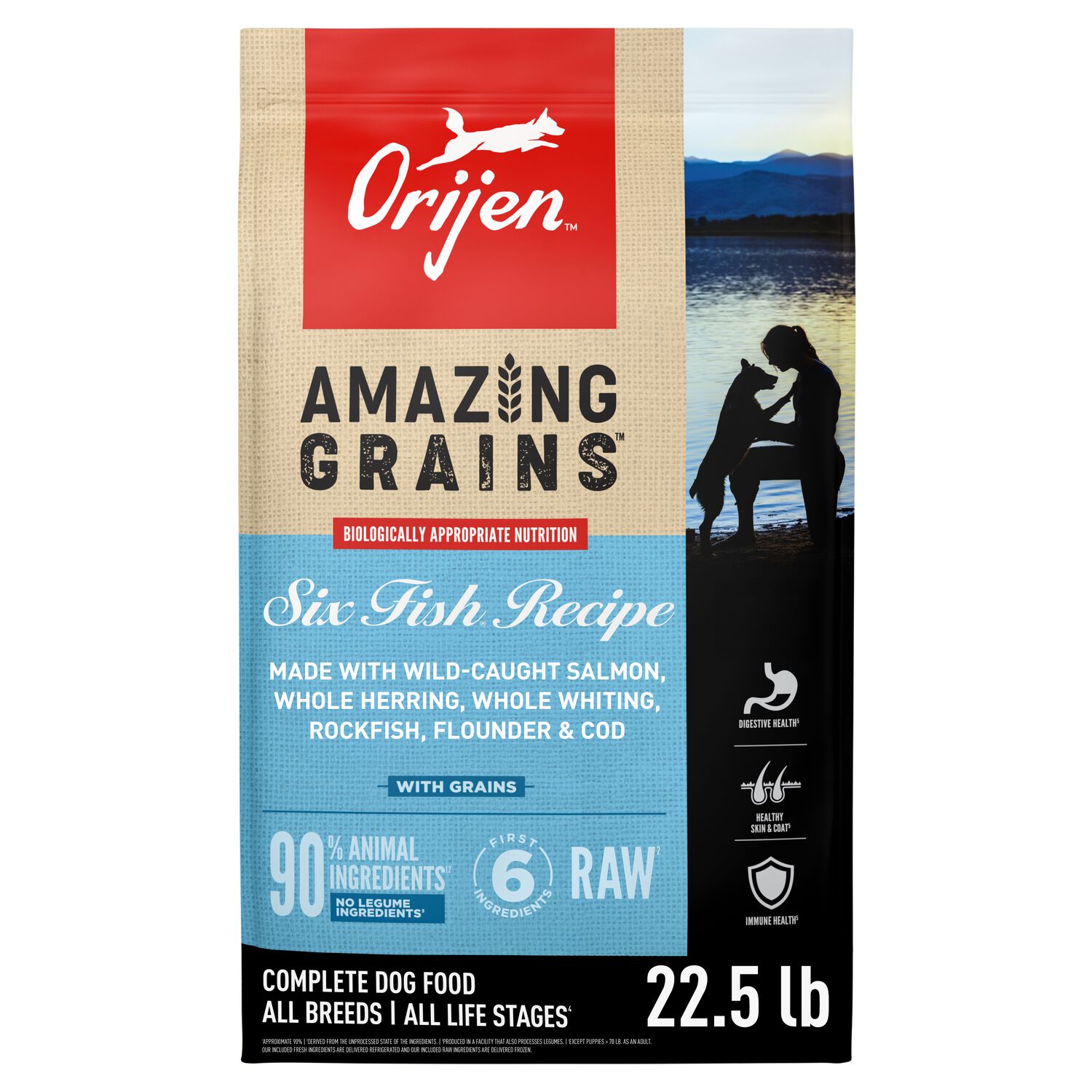Orijen Amazing Grains Six Fish Recipe High-Protein Dry Dog Food