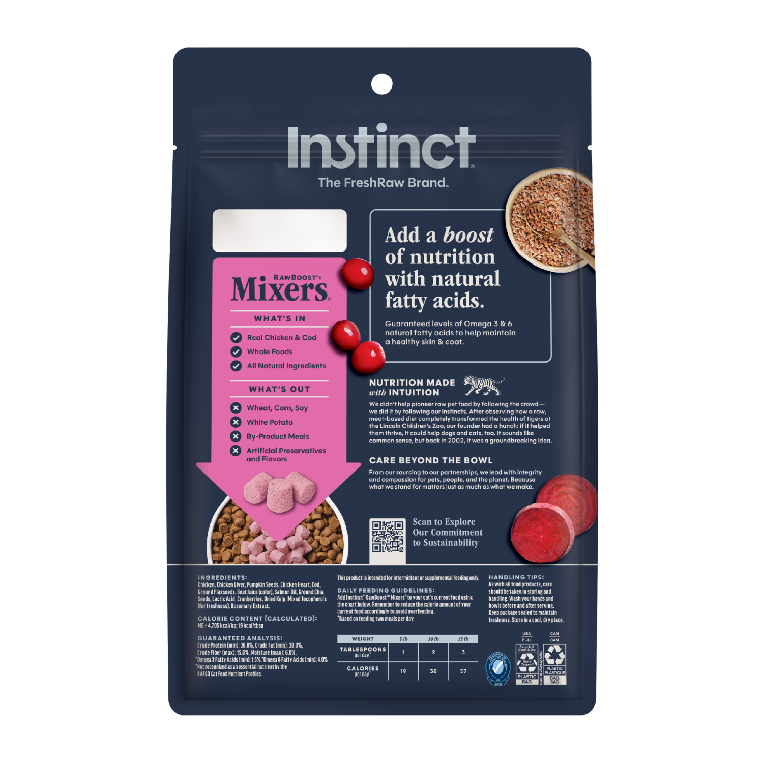 Instinct Rawboost Mixers Grain-Free Skin & Coat Health Recipe Cat Food Topper, 5.5-Oz Bag